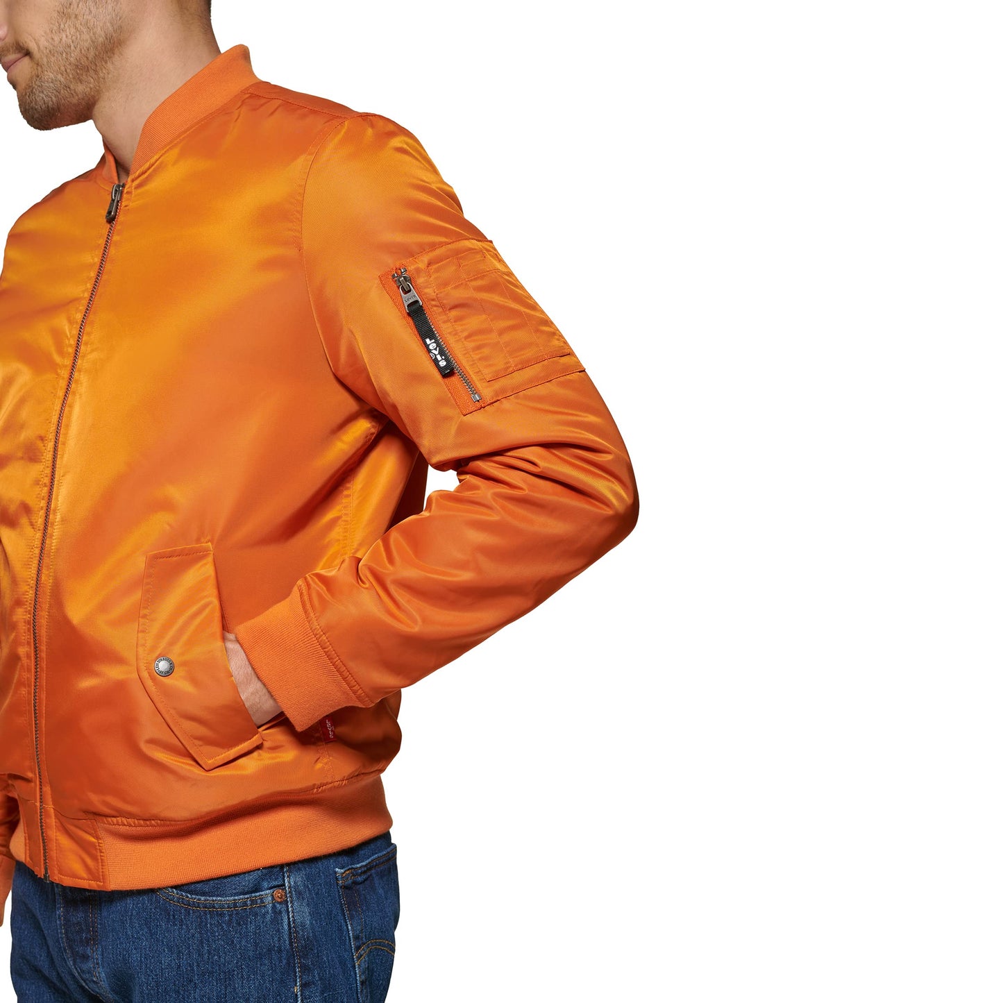 Levi's MA-1 Flight Lightweight Zip-Up Bomber Jacket, Orange Ma-1 Filled, XL