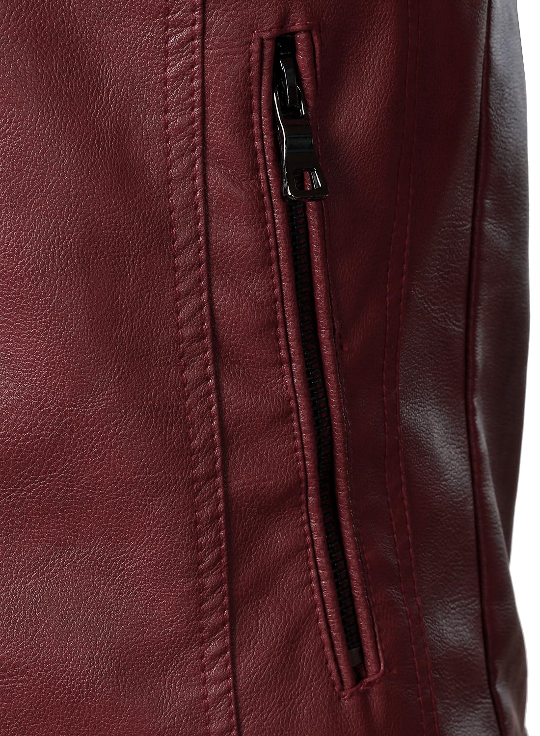 HOOD CREW Men’s Faux Leather Jackets Vintage Biker Motorcycle Jacket for Men Red M