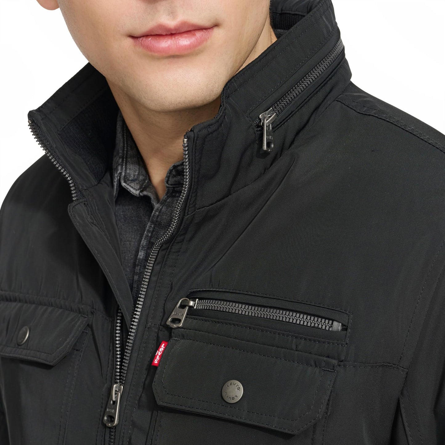 Levi's Stand Collar Utility Bomber Jacket, Black, M