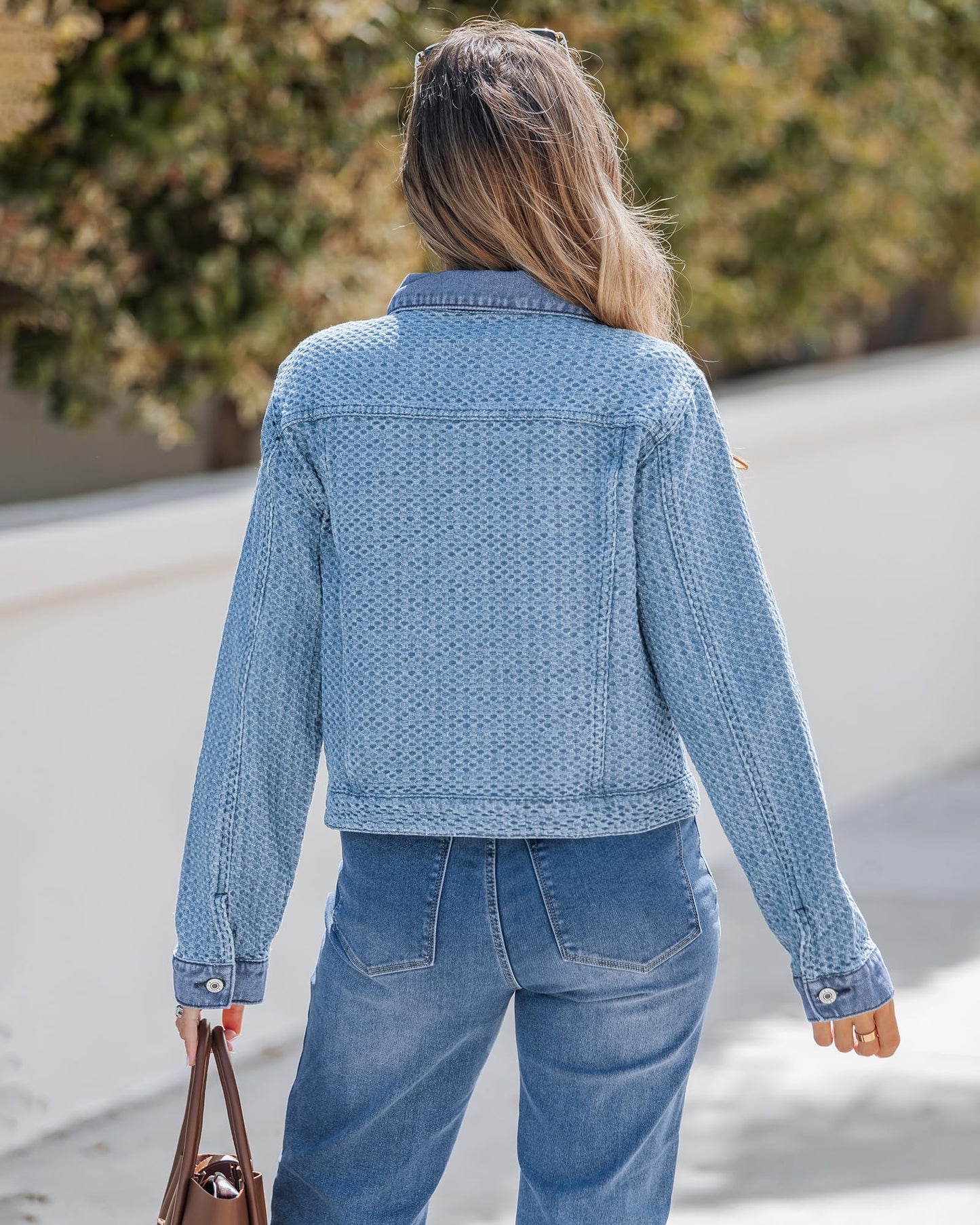luvamia Jean Jackets for Women Trendy Womens Jean Jacket Medium Blue Denim Jacket for Women Western Jackets for Woman Medium Blue Size Medium Fits Size 8-10