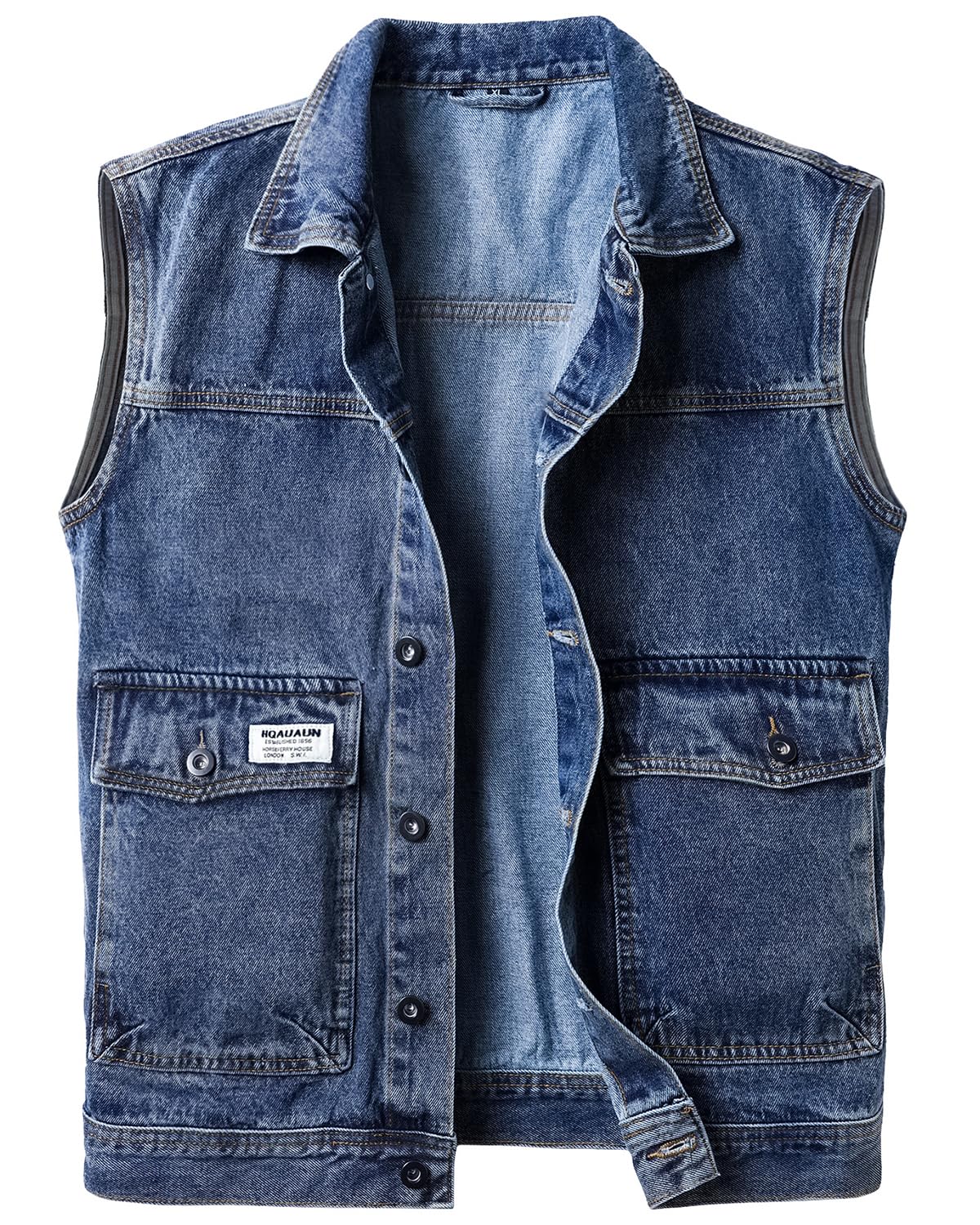 Harbrosrce Classics Men's Denim Vest Sleeveless Denim Vest Cowboy Jacket Motorcycle Vest Biker Vest for Men Casual Leisure