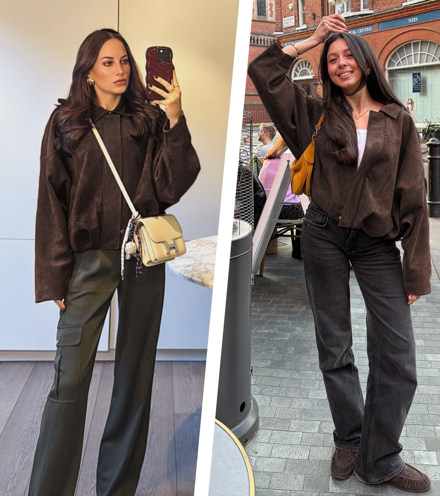 kipfall Womens Faux Suede Jackets Fall Fashion Outfits Coat Winter Clothes Open Front Cropped Jacket