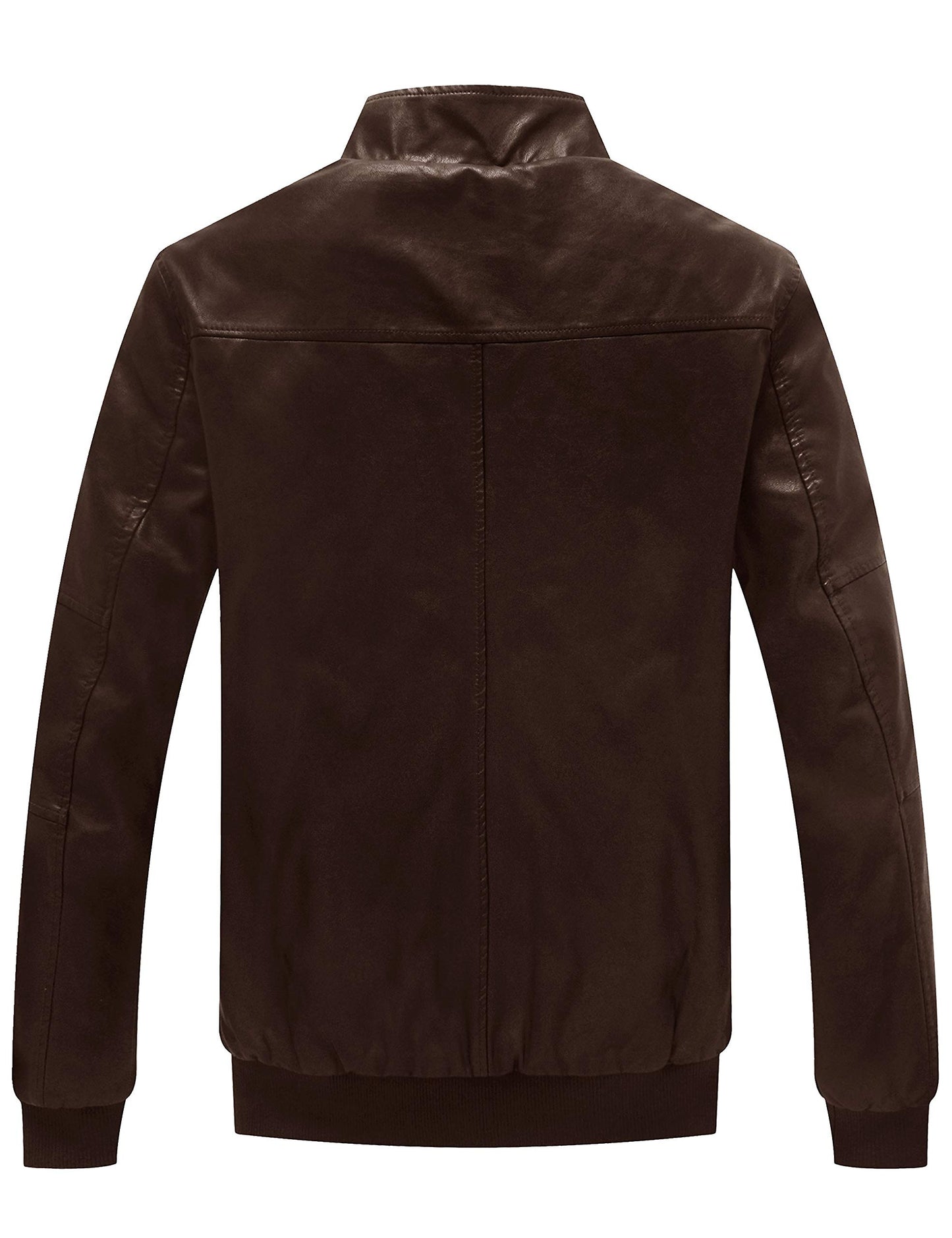 WenVen Men's Faux Leather Jacket Punk Motorcycle Slim Fit Outerwear Brown XL
