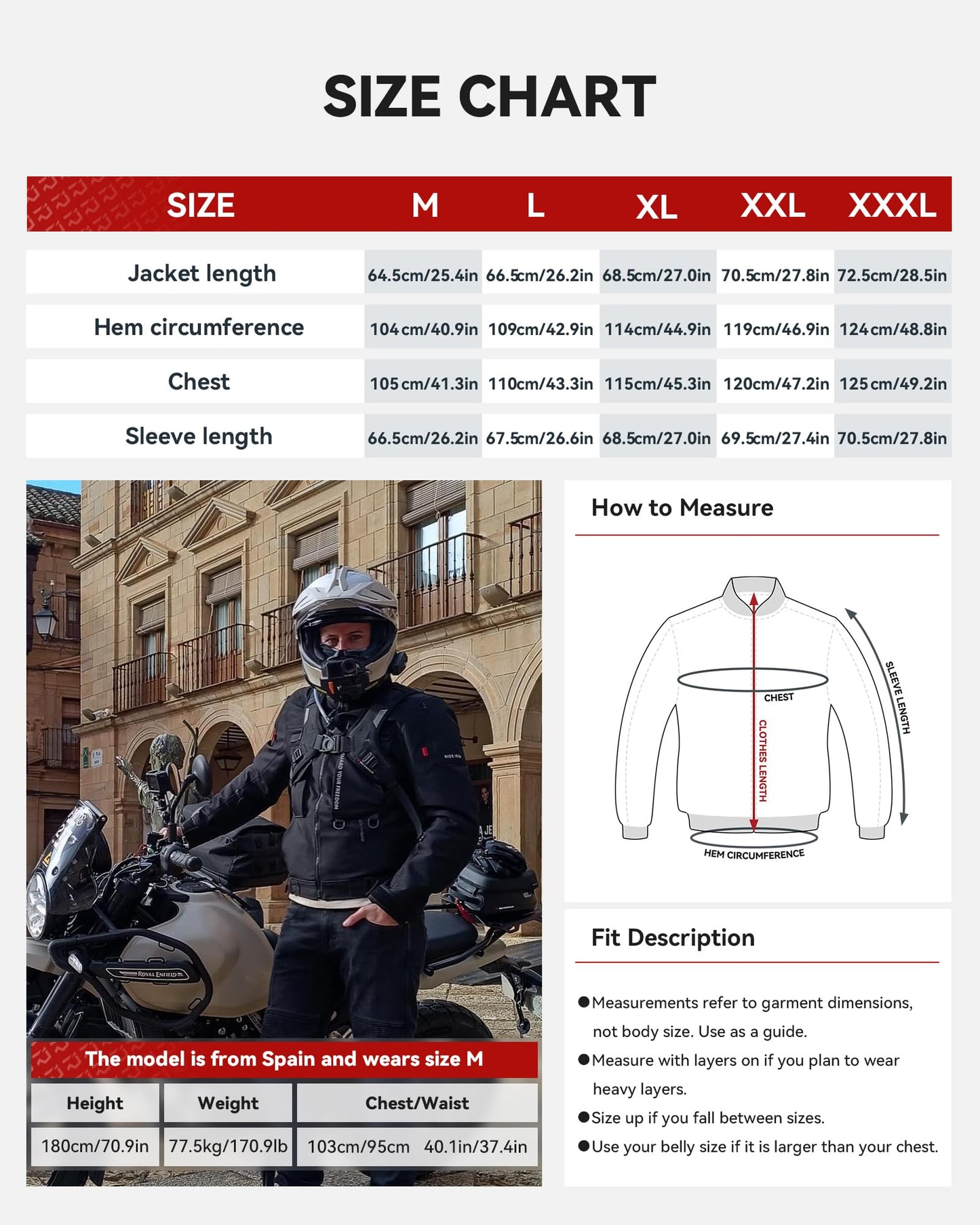 RIDEIRON Motorcycle Riding Jacket for Men, CE Certified
