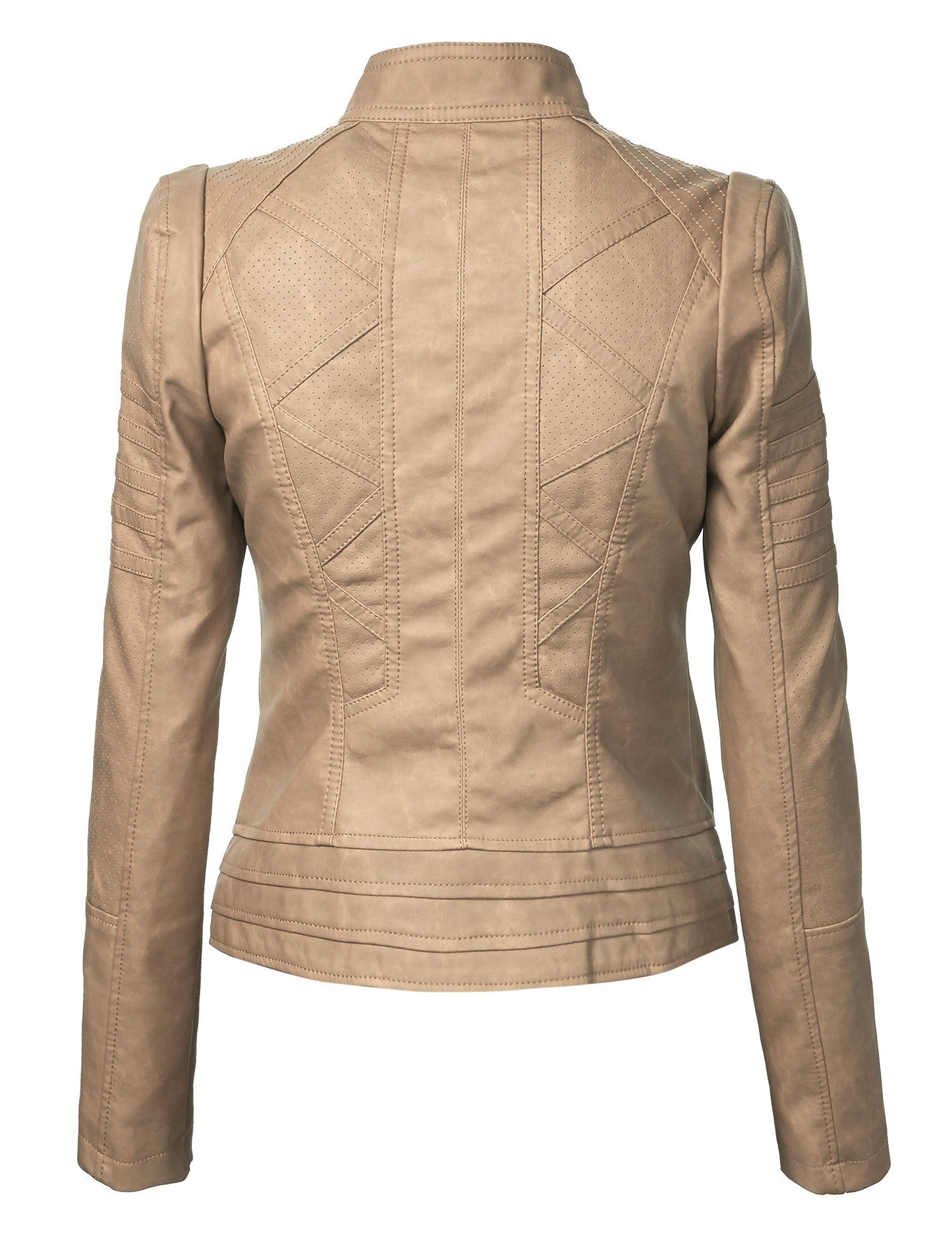 Made By Johnny MBJ WJC746 Womens Vegan Leather Motorcycle Jacket XXL Khaki