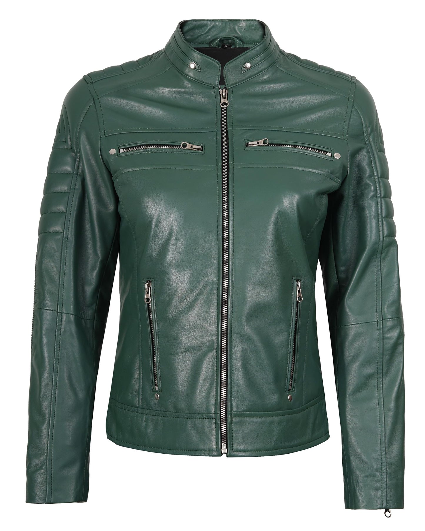 Decrum Leather Jackets - Green Leather Jacket | [1323945] Cafe Rcr Green, XL