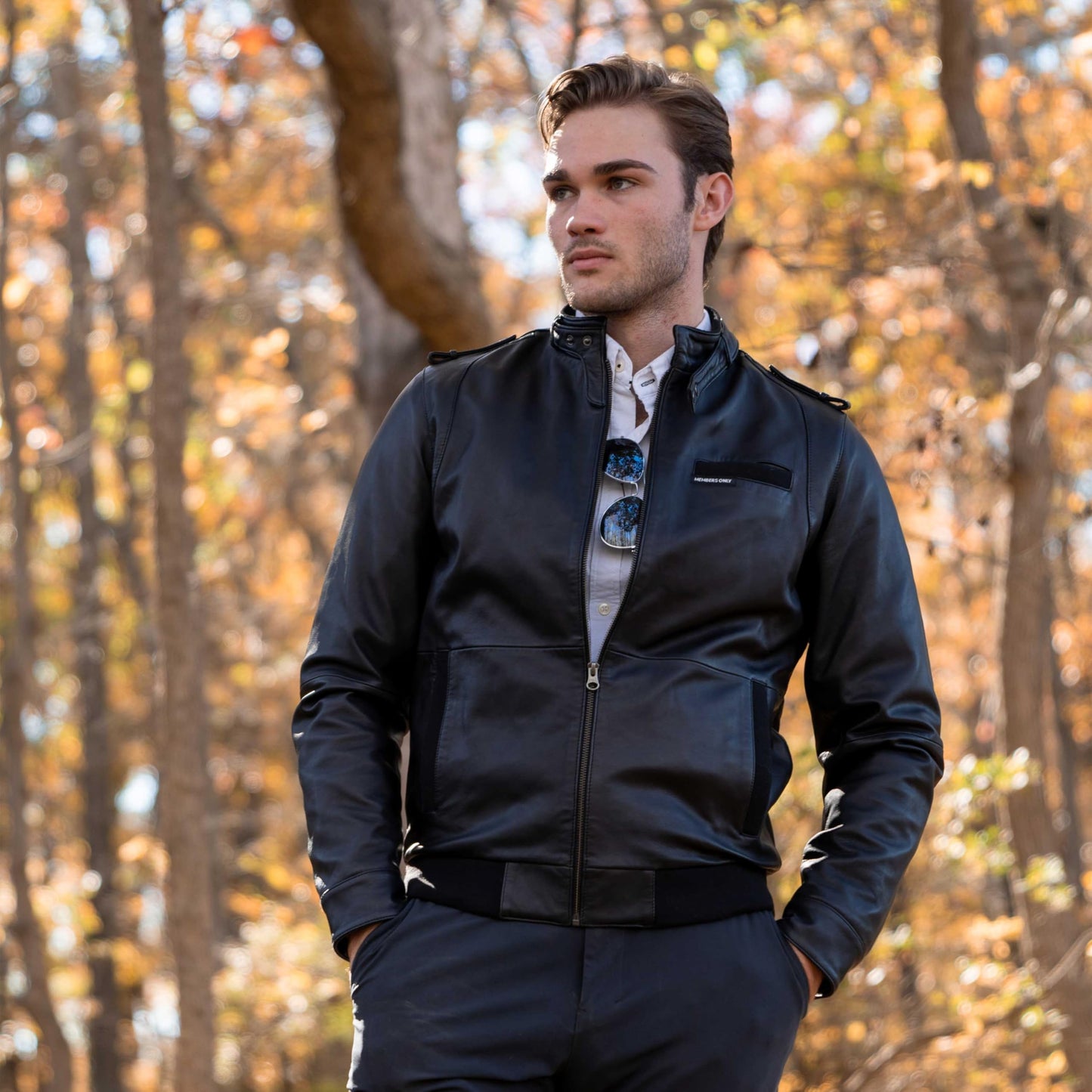 Members Only Men's Faux Leather Iconic Racer Jacket (Black, XL)