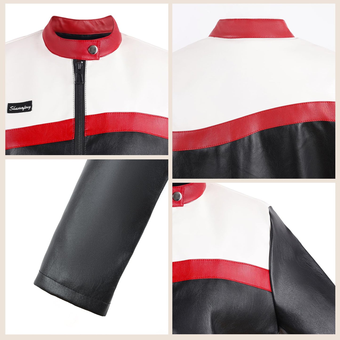 shamofeng Women Cropped Faux Leather Jacket Moto Biker Bomber Jackets Zip Up Motorcycle Coats