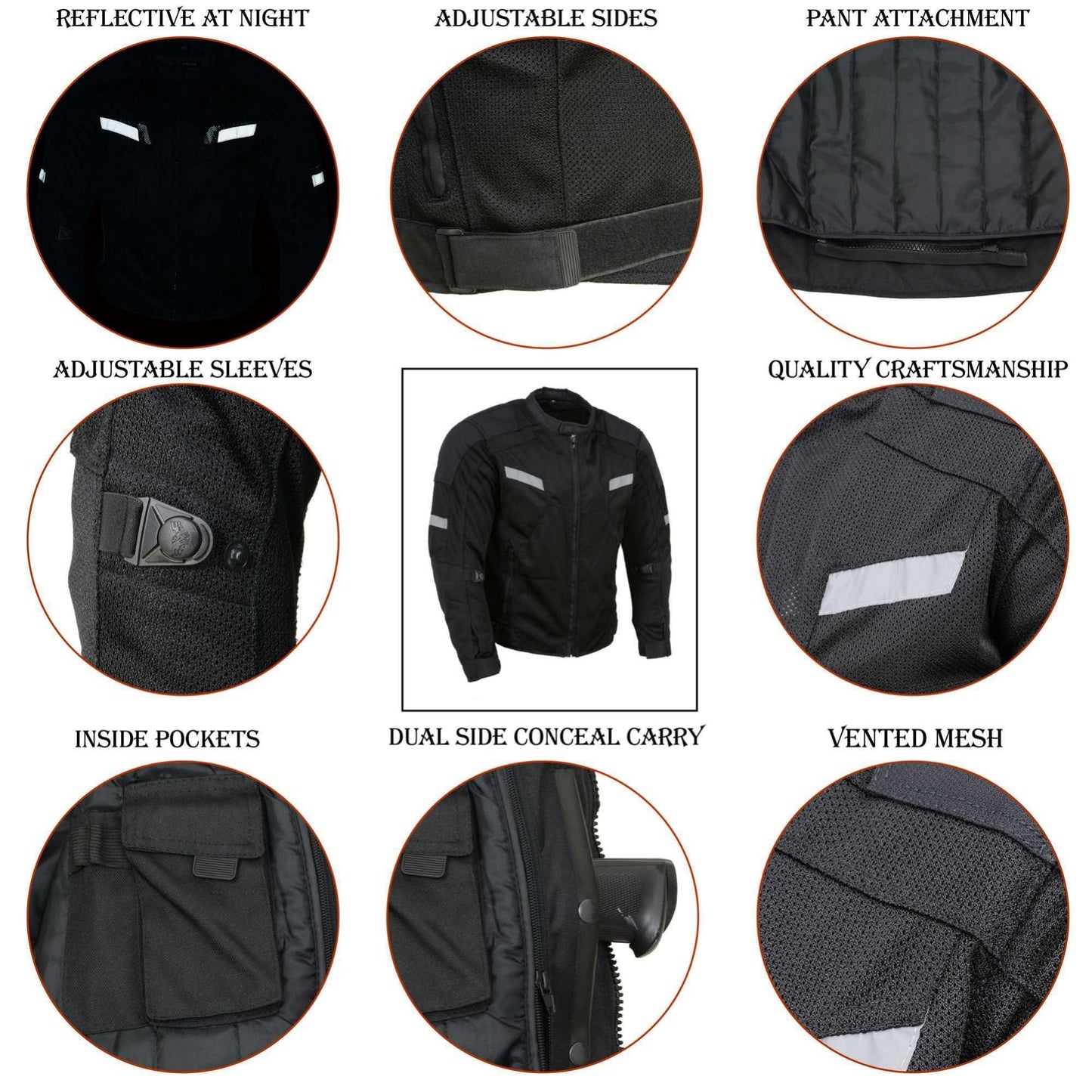 Milwaukee Leather Men’s CE Armored All-Season Motorcycle Jacket – Impact Protection Textile Racer Design - X-Large