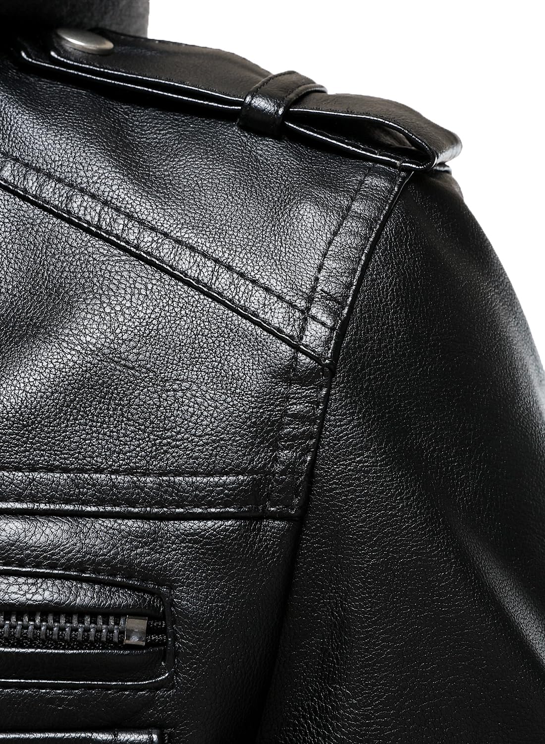 HOOD CREW Men's Faux Leather Hooded Jacket Motorcycle Jackets Water Repellent Windproof PU Moto Vintage Bomber Hoodie Coats Black L