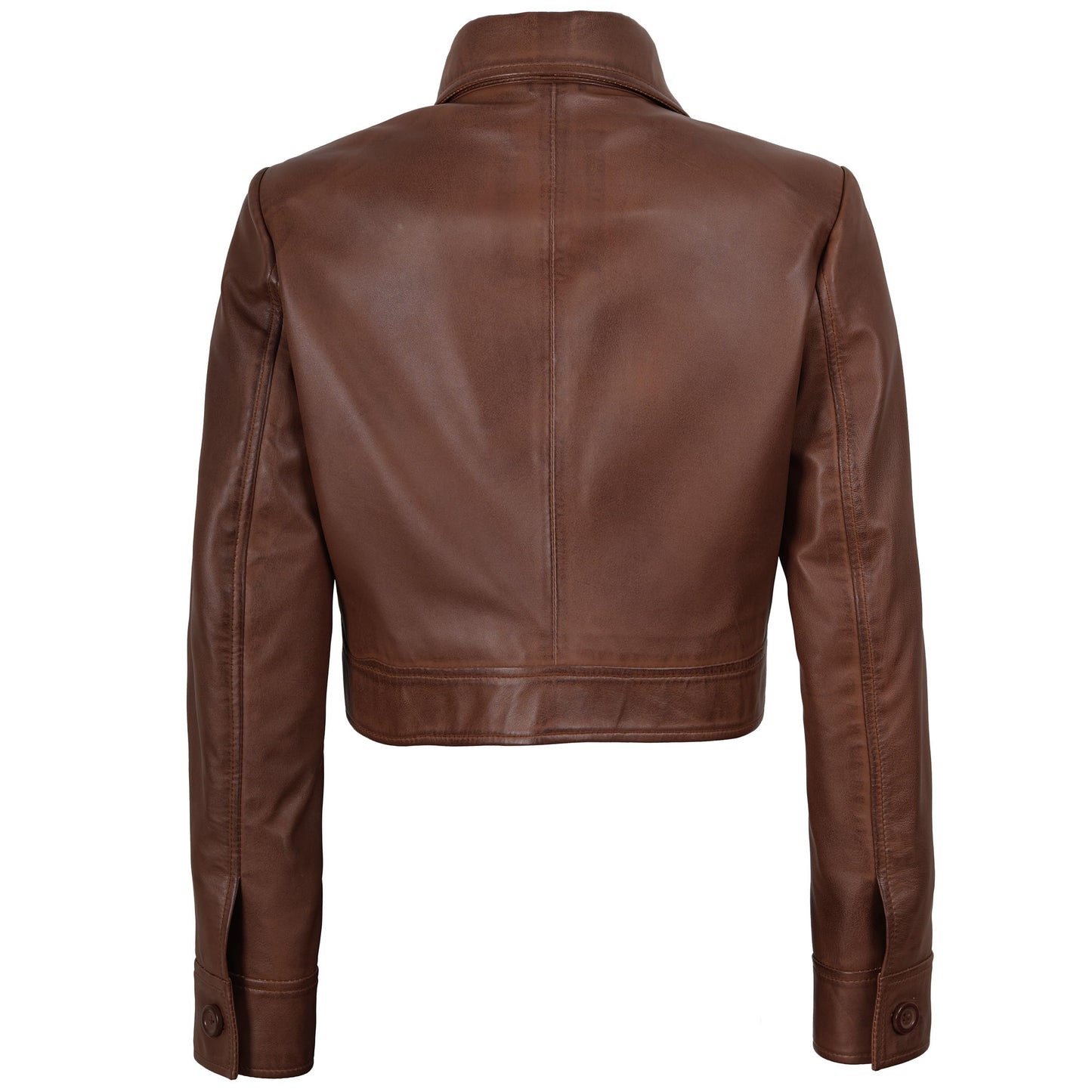 Decrum Women Leather Jacket - Leather Cropped Jacket Women | [1330814] Freddie Cognac Wax, L