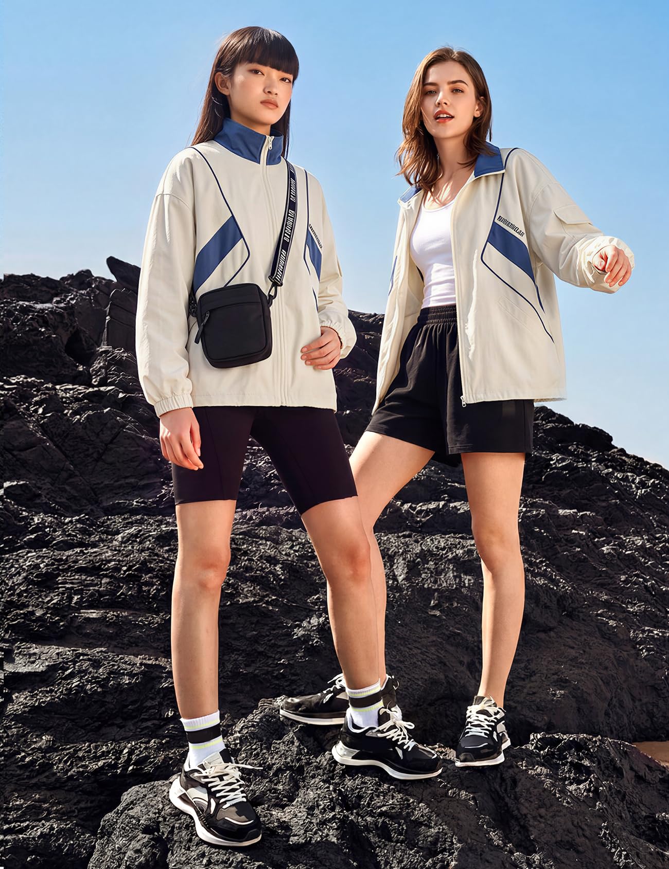 Wyeysyt Women Windbreaker Jacket Y2k Varsity Oversized Jacket(02White-L)