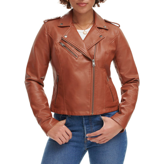 Levi's Women's Faux Leather Jacket, Camel Brown, Medium