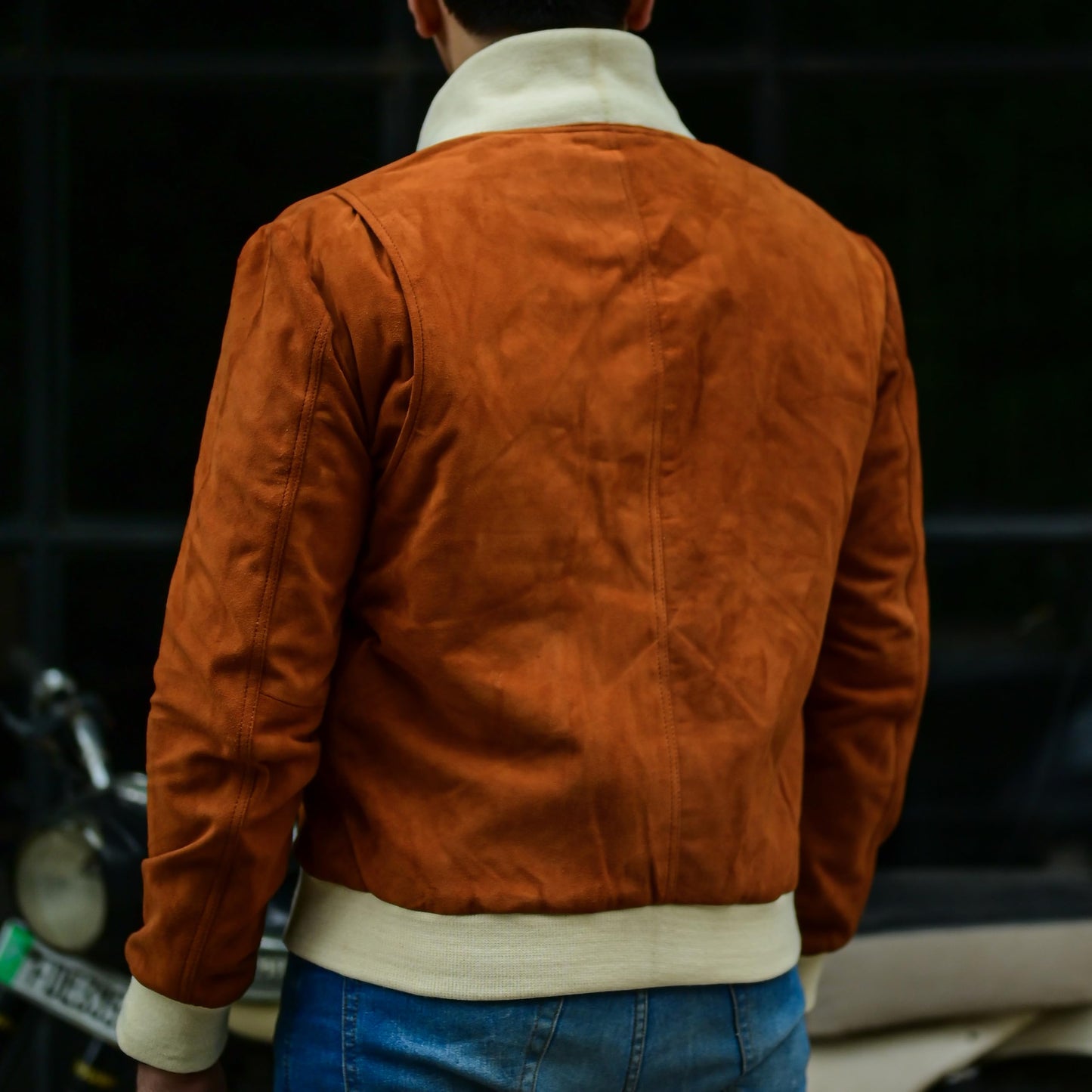 Jild Varsity Style Leather Bomber Jacket Men - Casual Fashion Real Suede Classic MA-1 Leather Jacket Men (SB-Tan-M)