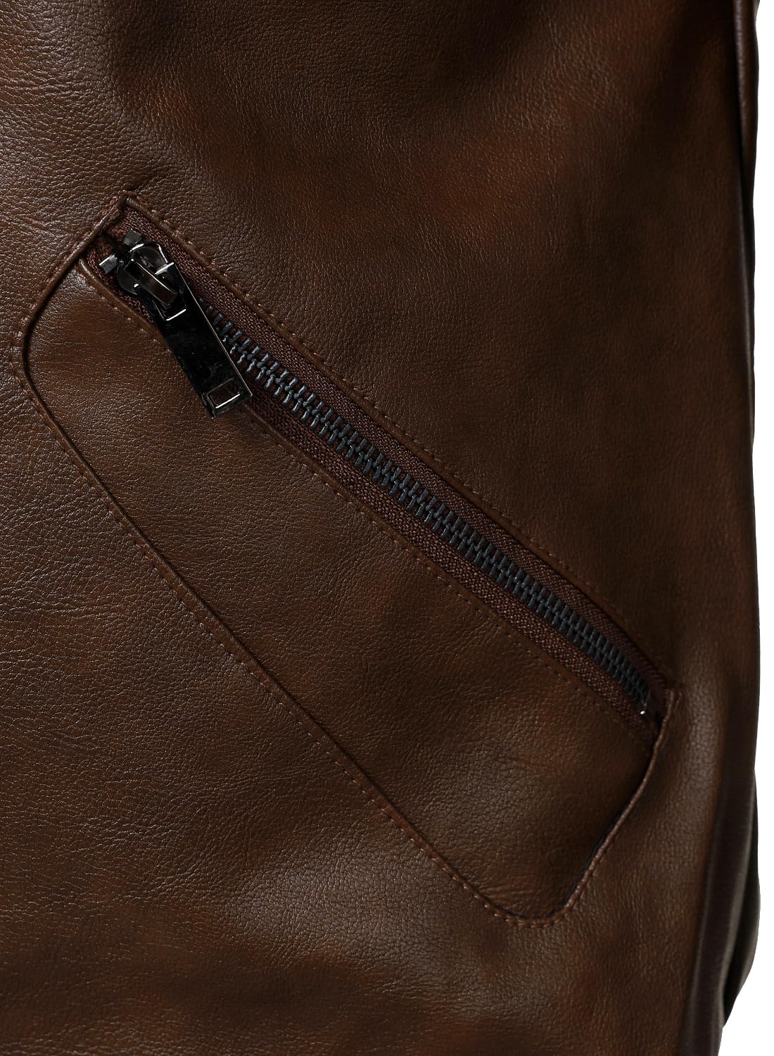 HOOD CREW Men’s Faux Leather Jacket Biker Coats Stylish Leather Bomber Jacket for Men Coffee M