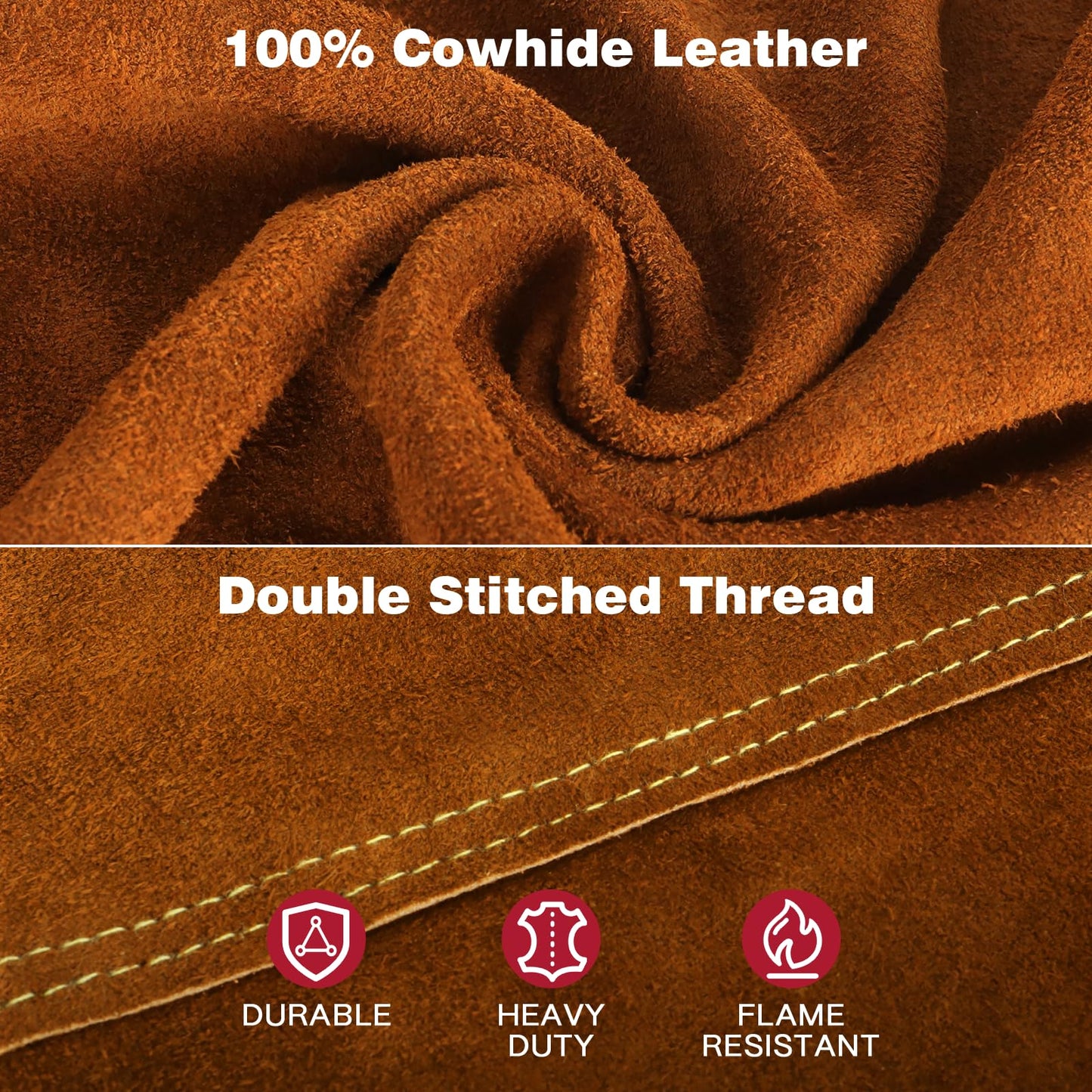 ARCCAPTAIN Leather Welding Jacket, Heavy Duty Welder Jackets with Flame Resistant Split Cowhide Leather, Welding Coat for Men Women