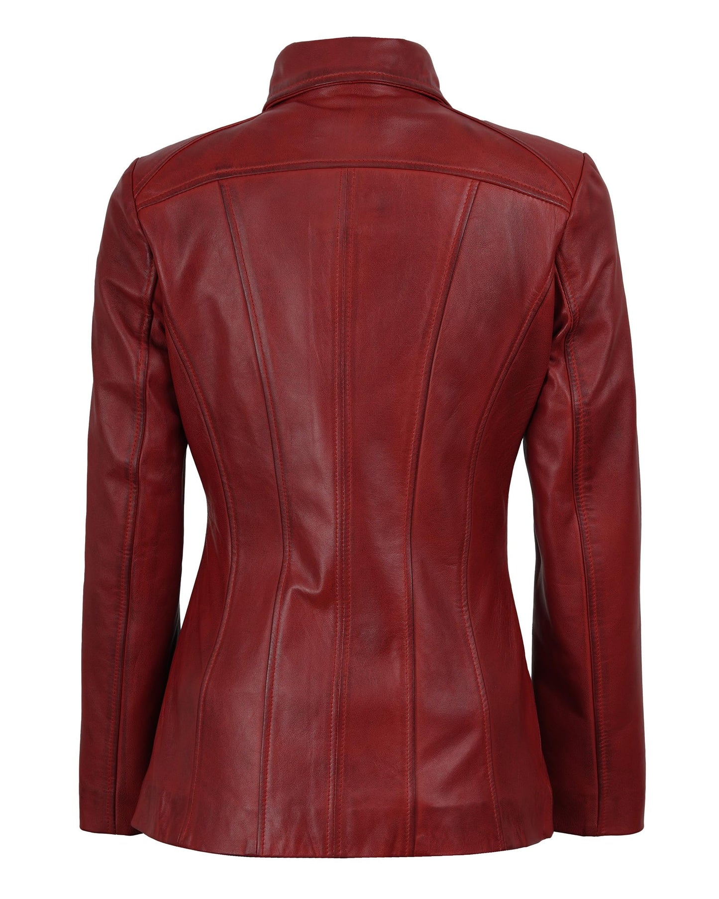 fjackets Real Lambskin Shirt Collar Style Women Leather Coat -Stylish Leather Jackets, Marsha Women's Jacket Red Wax| [1332066], 2XL
