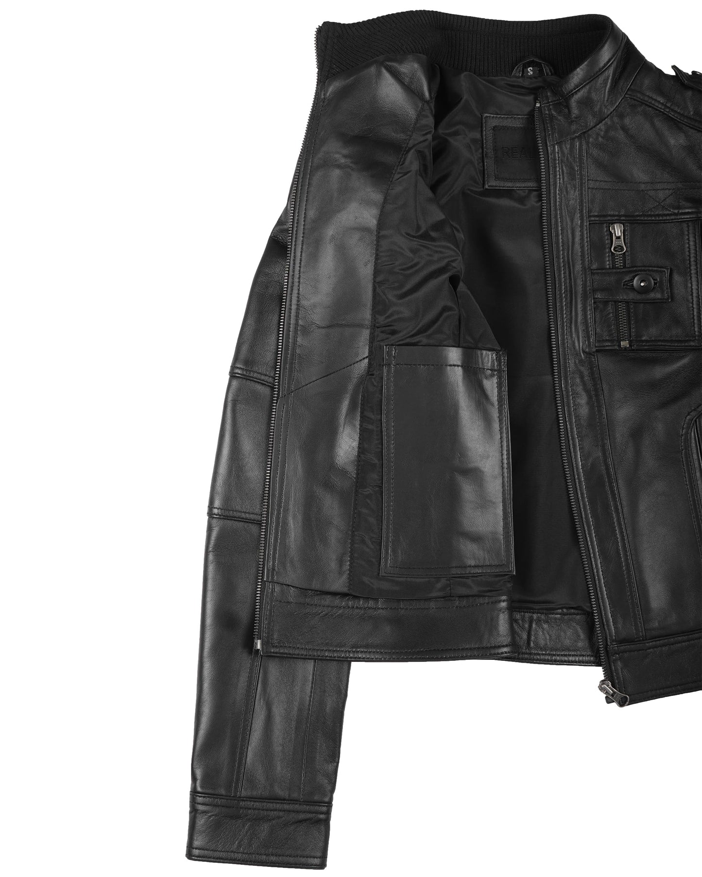 Blingsoul Cafe Racer Womens Black Leather Jacket | [1314244] Tavares Black, L