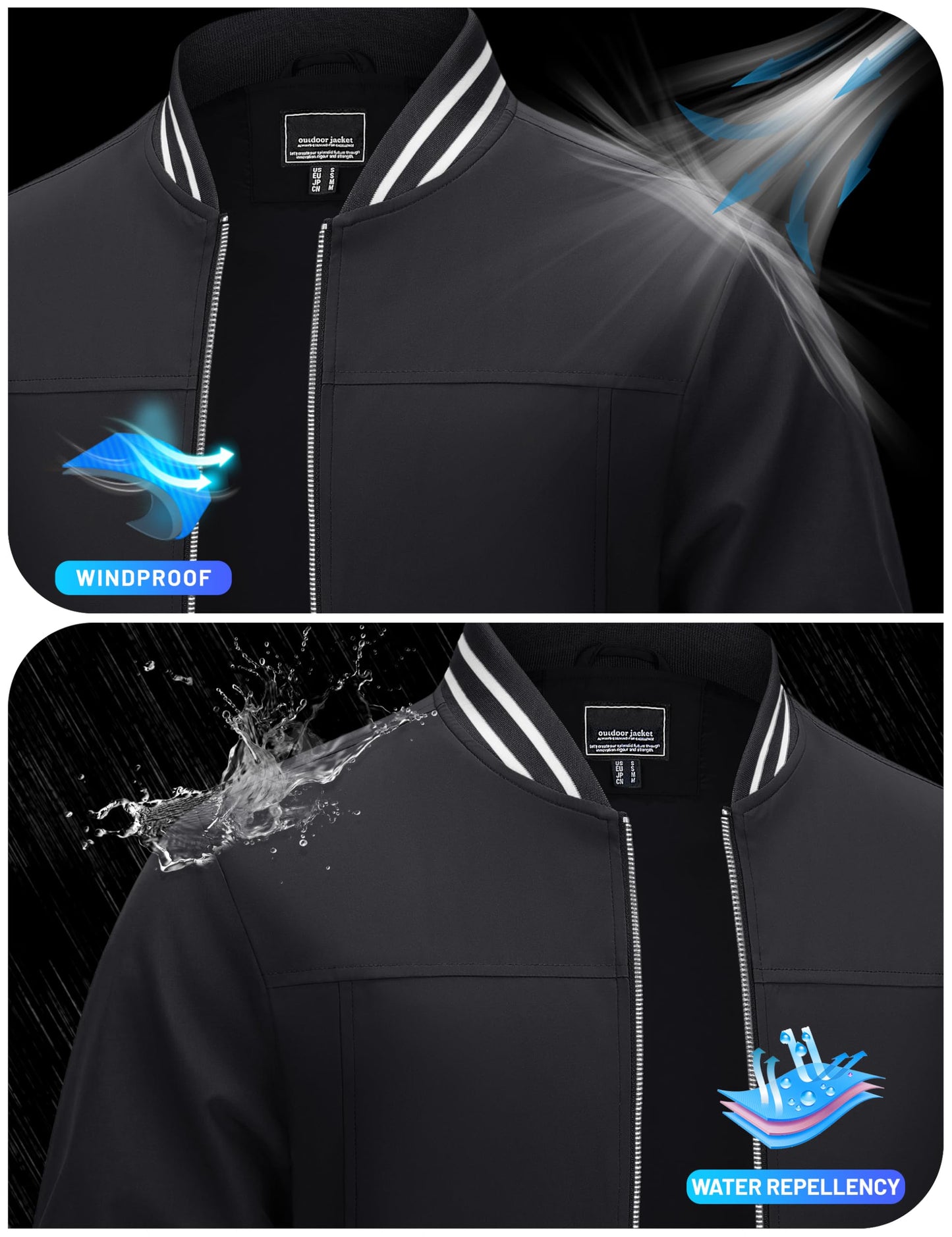 TACVASEN Mens Lightweight Coat Bomber Jacket Casual Spring Fall Outdoor