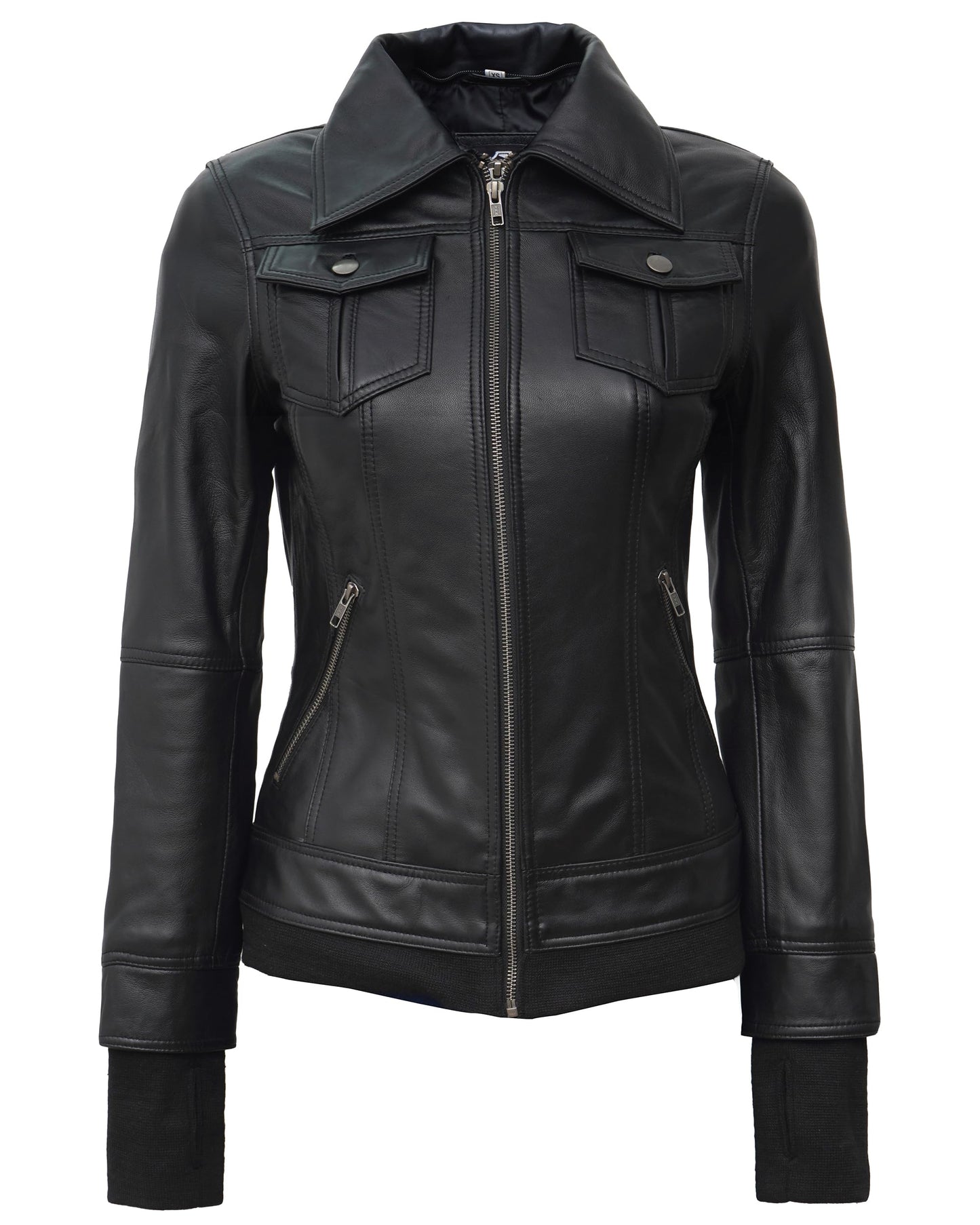 fjackets Leather Jackets For Women - Removable Hood Real Lambskin Leather Jacket Women - Betty Black Hooded Jacket | [1309193] M