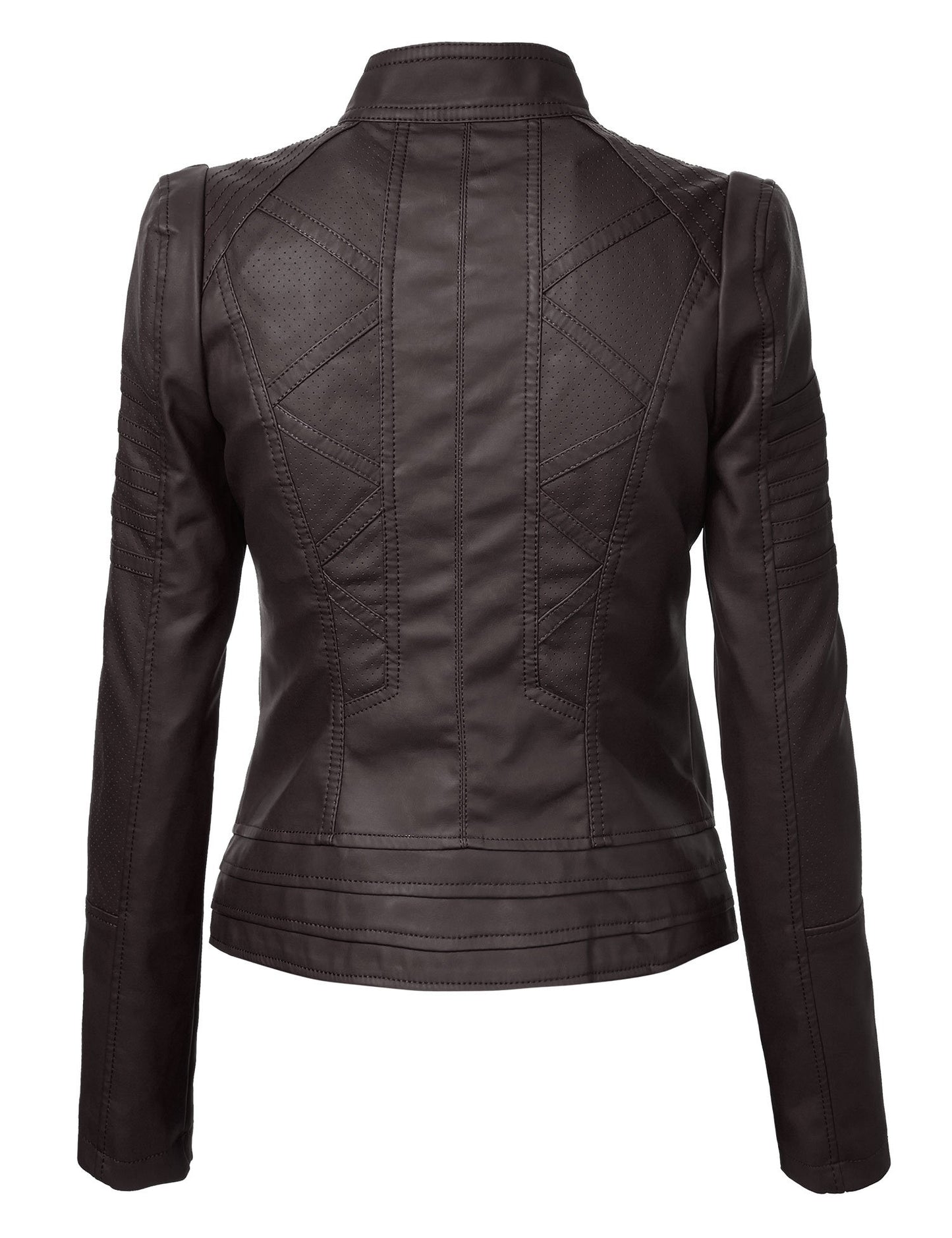 Made By Johnny MBJ WJC746 Womens Vegan Leather Motorcycle Jacket XL Coffee