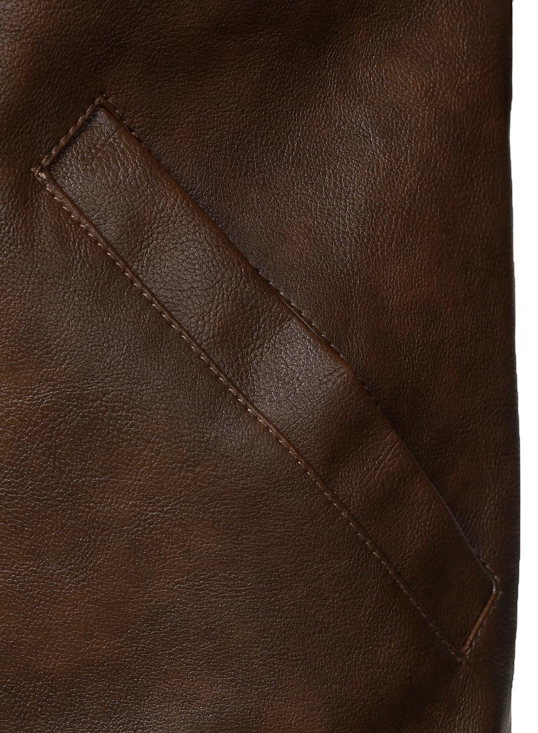 HOOD CREW Men’s Classic Faux Leather Jackets Turn Down Collar Leather Coat Lightweight Outerwear Biker Jacket Coffee M