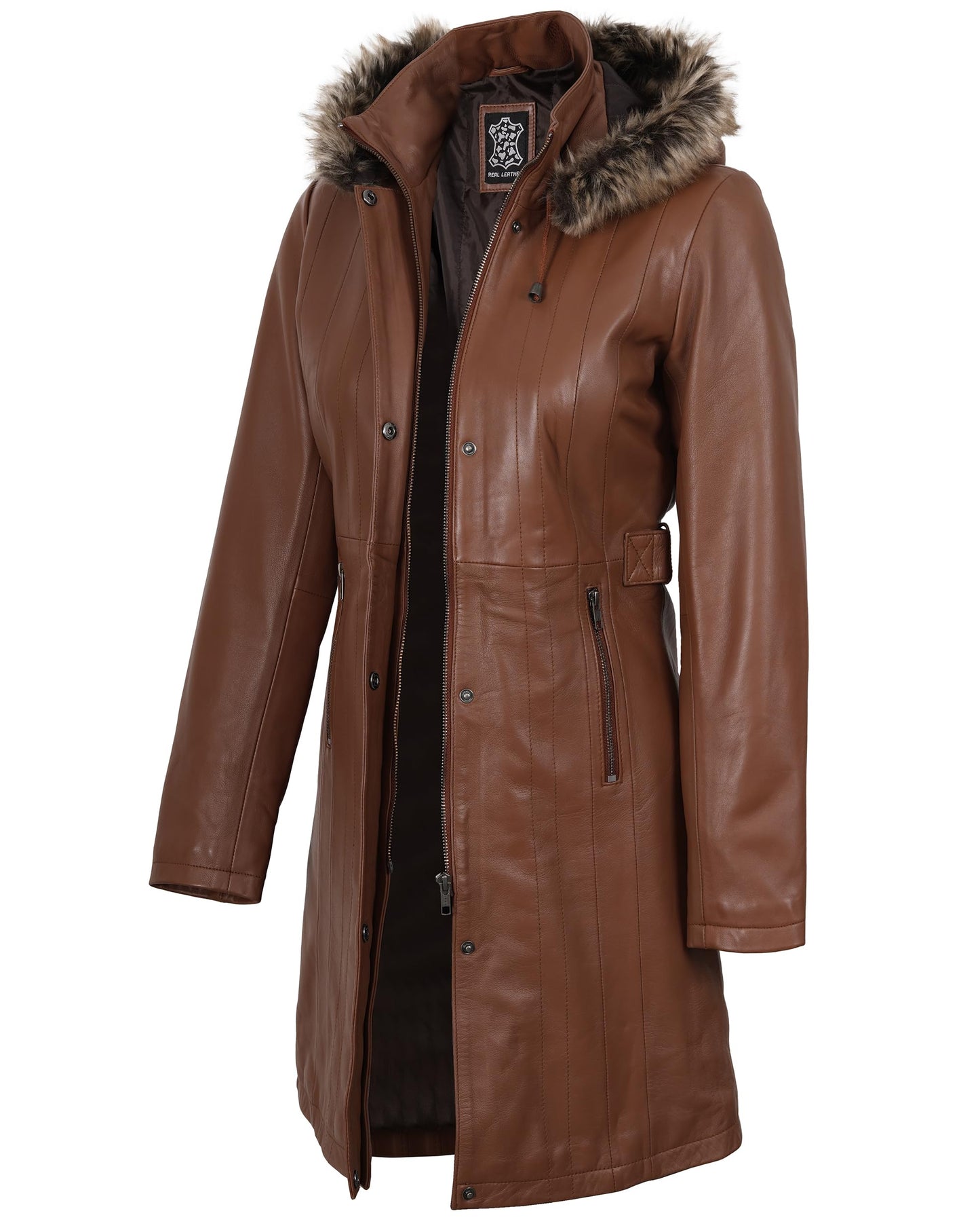 Decrum Disc Parka Jacket Women - Brown Leather Coat | [1309385] Jean, XL