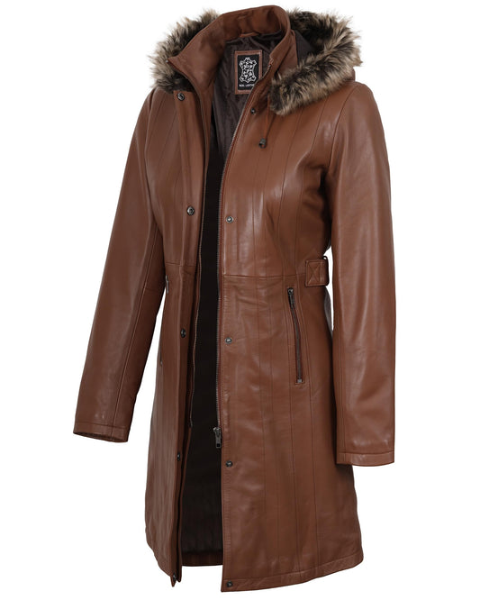 Decrum Disc Parka Jacket Women - Brown Leather Coat | [1309385] Jean, XL