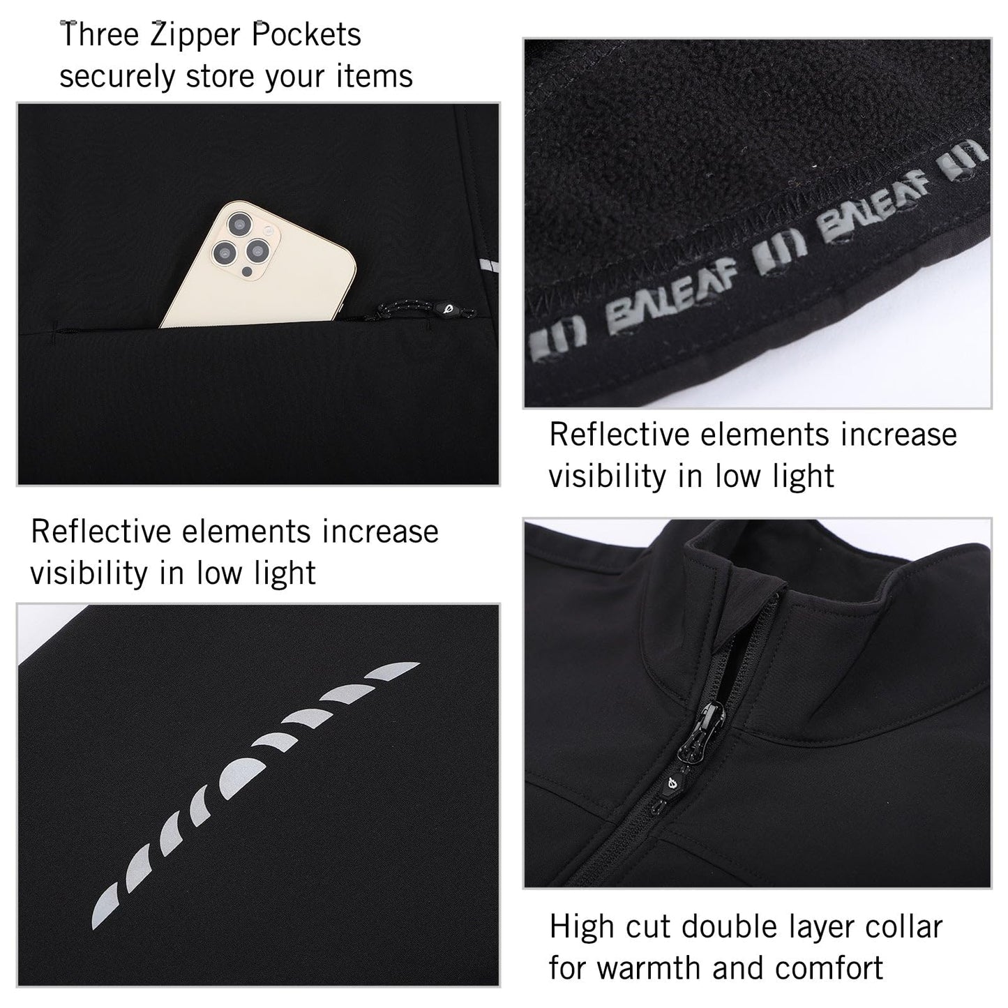 baleaf Women's Cycling Jacket Windproof Thermal Running Gear Black XL
