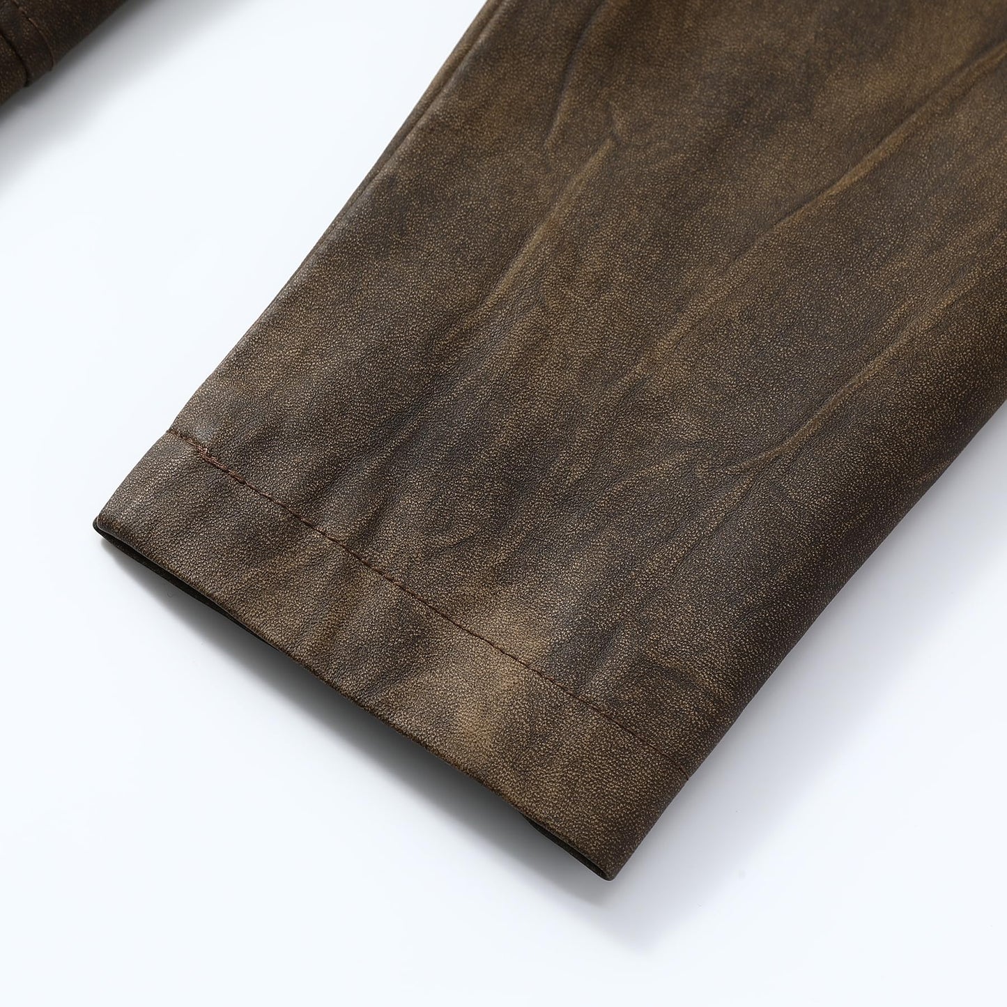 YFFUSHI Men's Vintage Faux Leather Blazer Jacket Brown