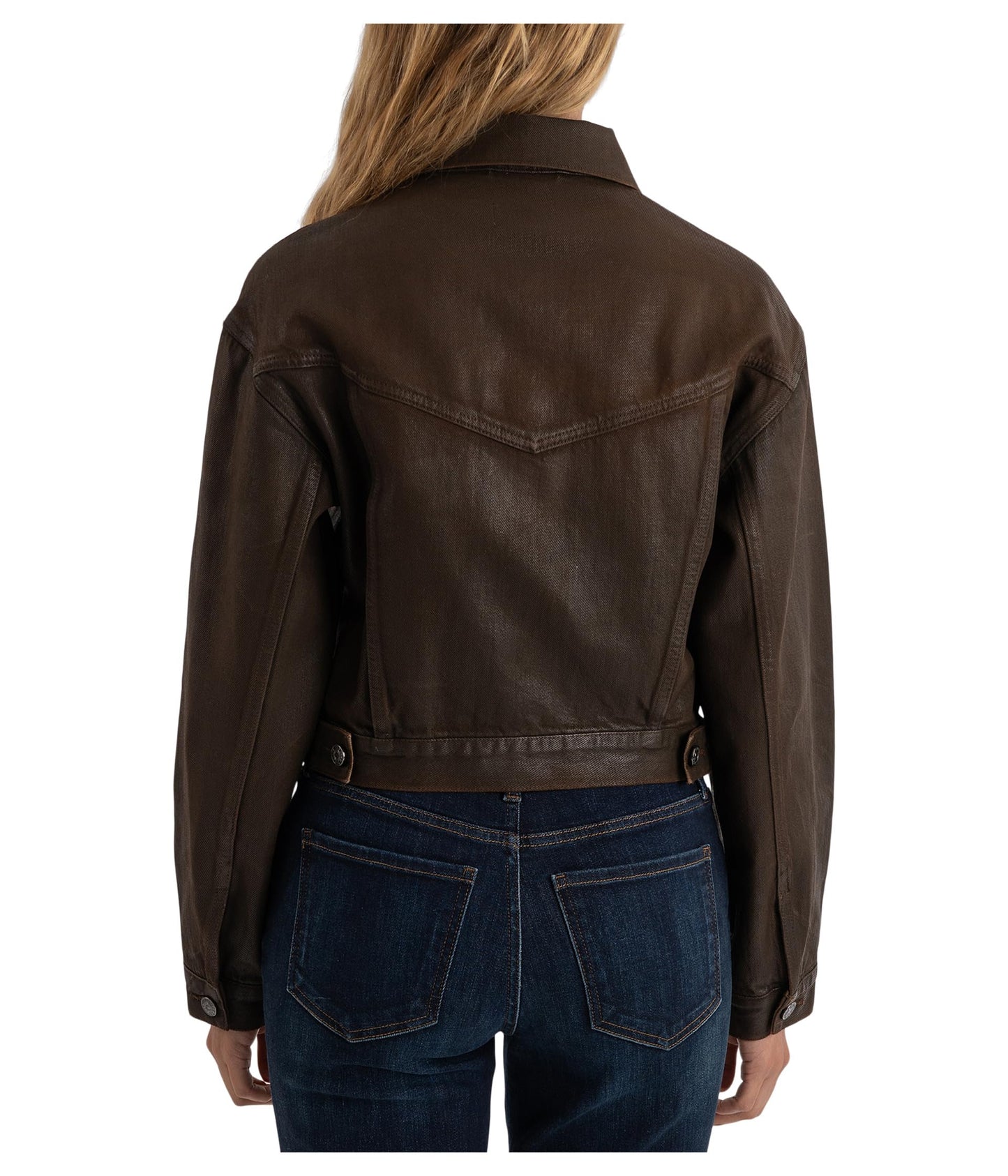 KUT from the Kloth, Womens, Emrie - Coated Long Sleeve Denim Jacket, Chocolate, Small