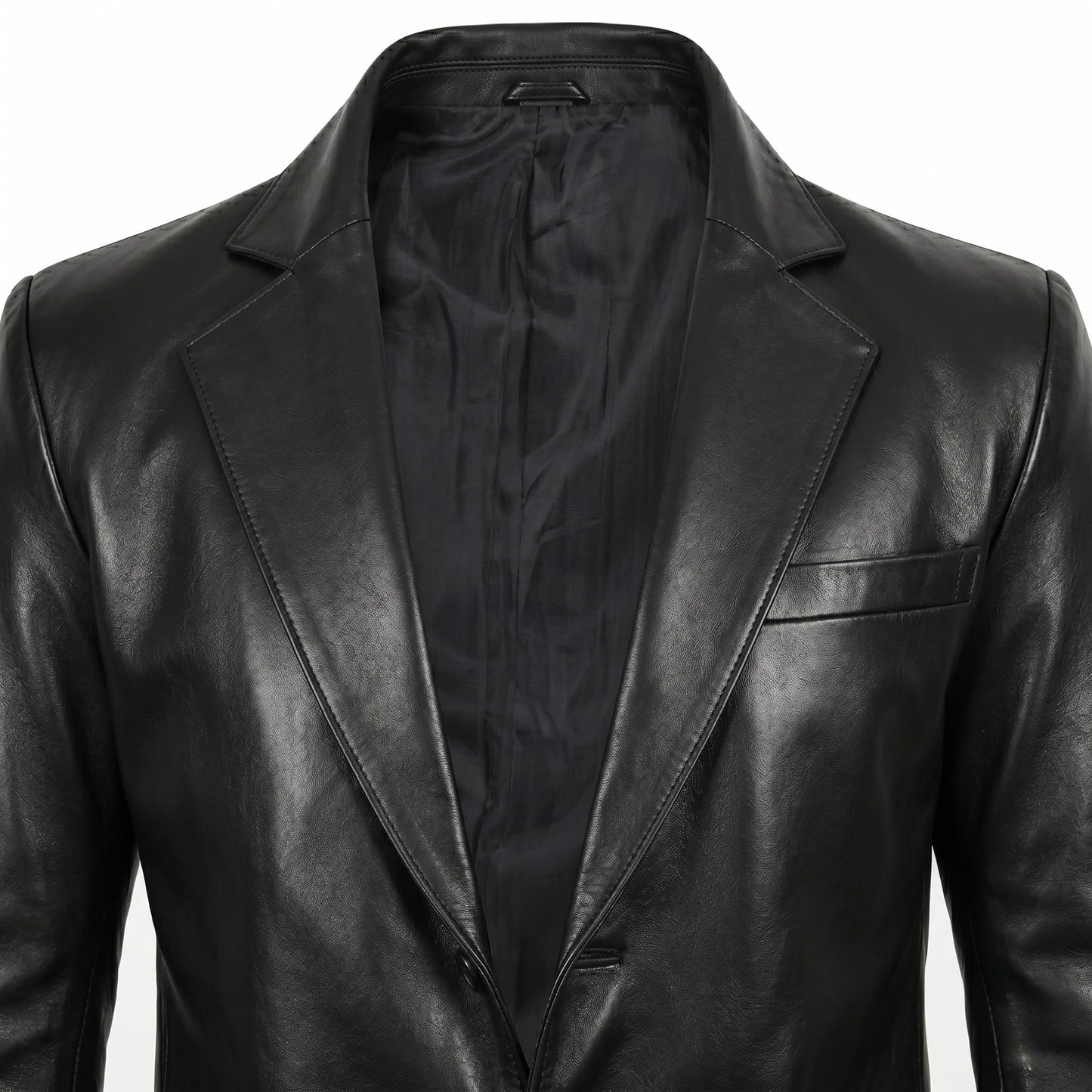 fjackets Lambskin Leather Jacket Men Casual Coat – Notched Collar Classic Style Ultimate Leather Blazer for Men - Black | [1500565], XL