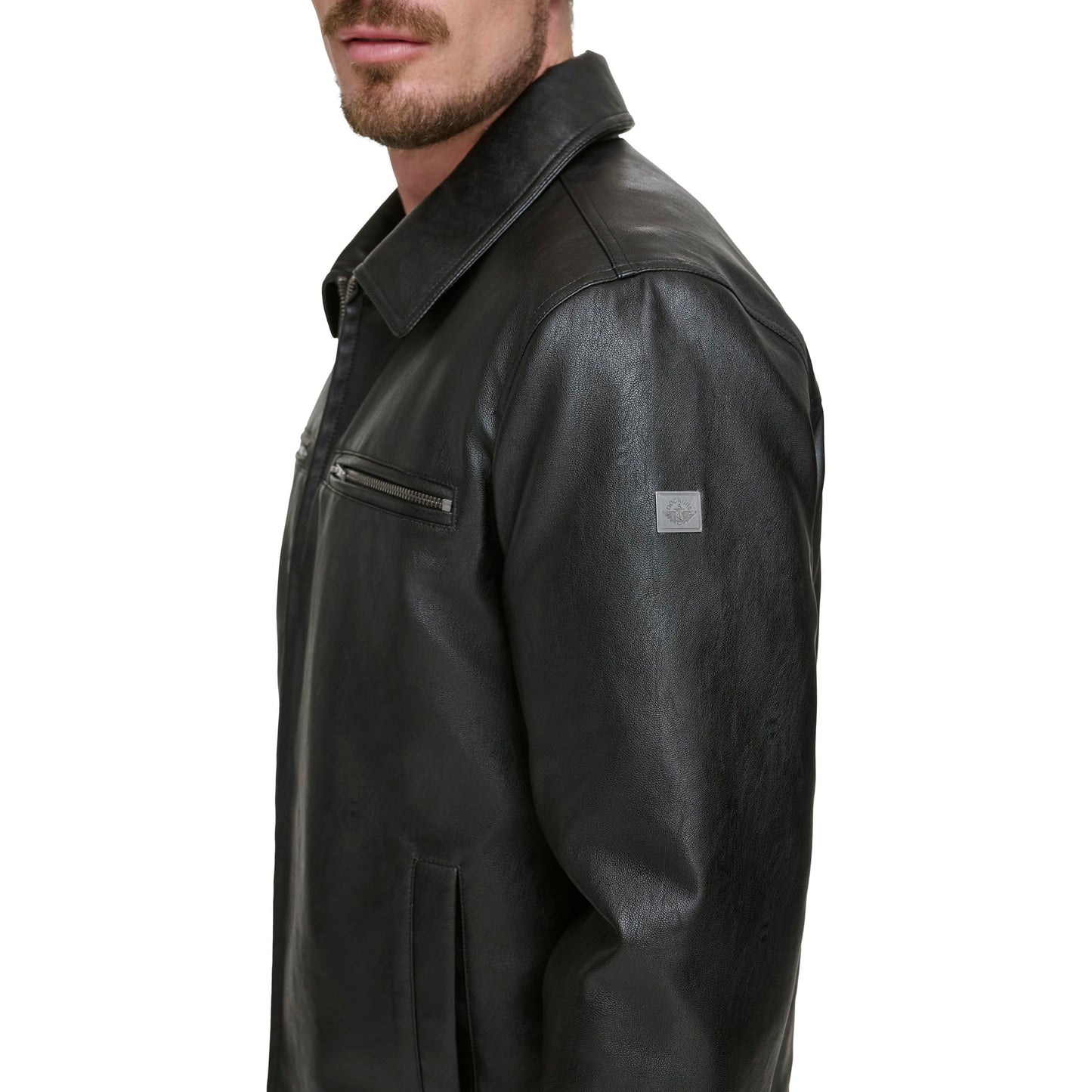 Dockers Men's James Faux Leather Jacket, Modern Black Zip, X-Large