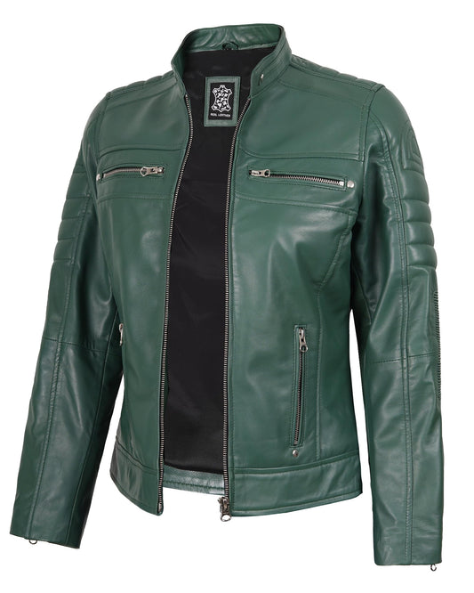 Decrum Leather Jackets - Green Leather Jacket | [1323945] Cafe Rcr Green, XL