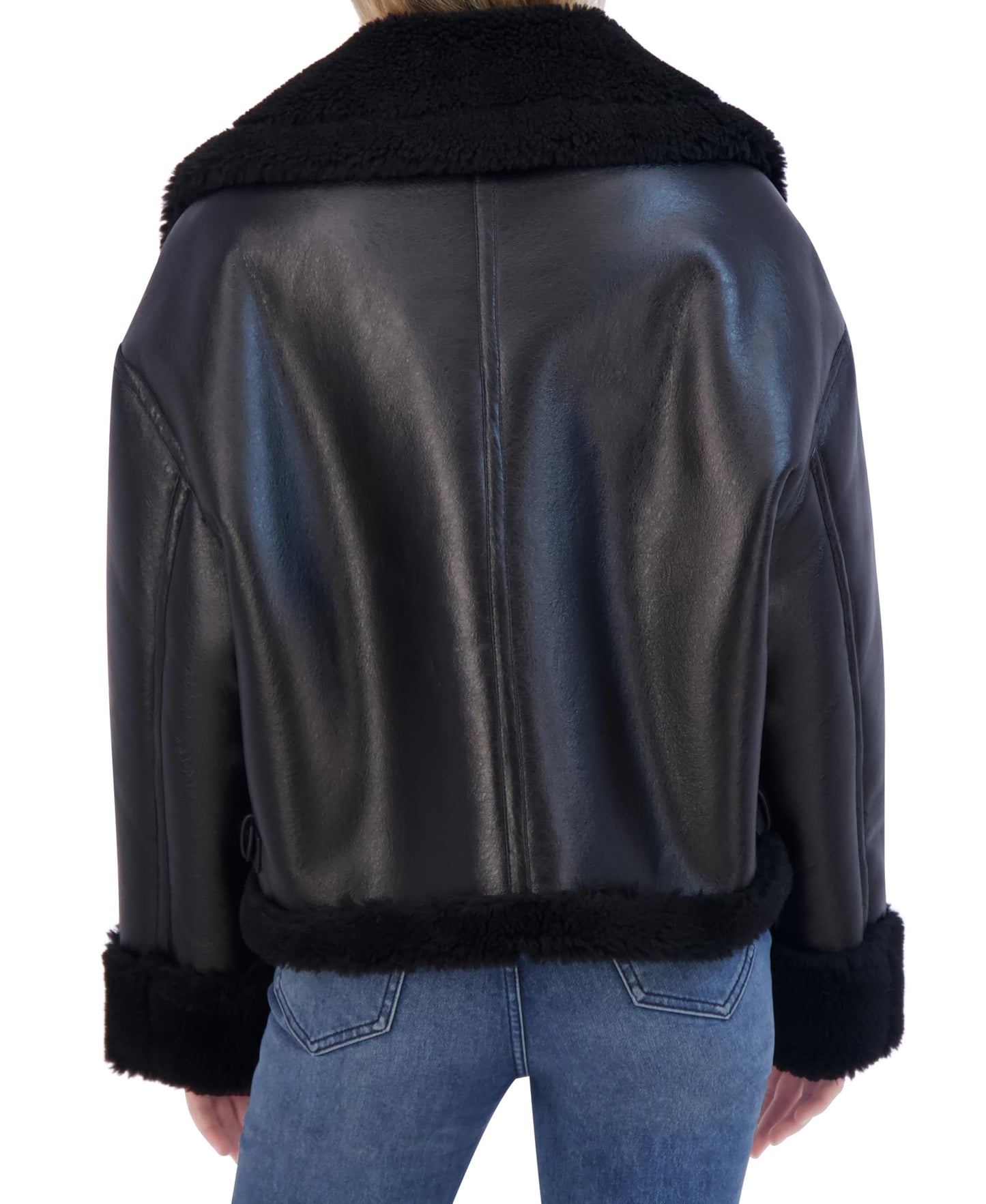 Laundry Women's Faux Shearling Leather Jacket, Black, X-Small