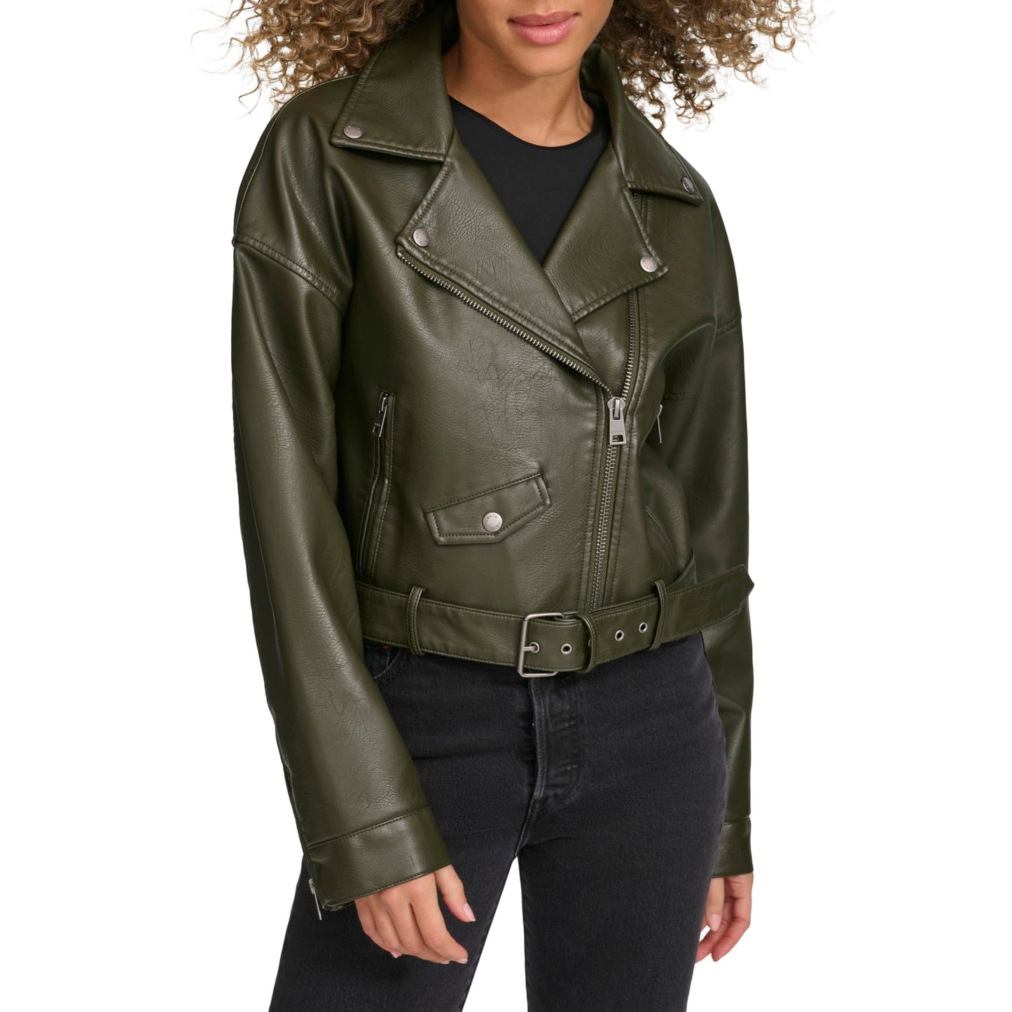 Levi's Women's Faux Leather Cropped Moto Jacket, Forest, Small