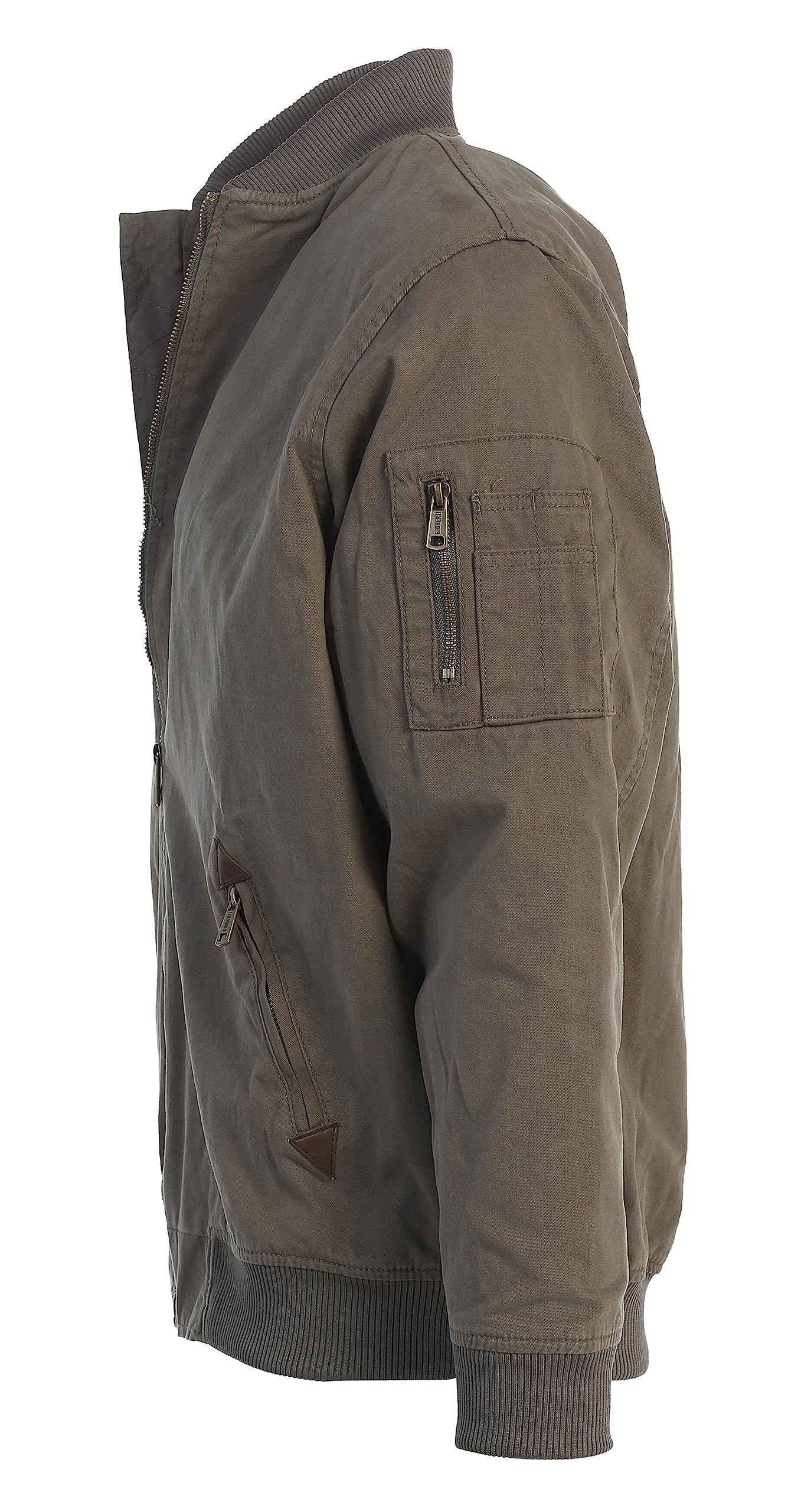 Gioberti Men's 100% Cotton Sportwear Full Zipper Twill Bomber Jacket, Olive, M