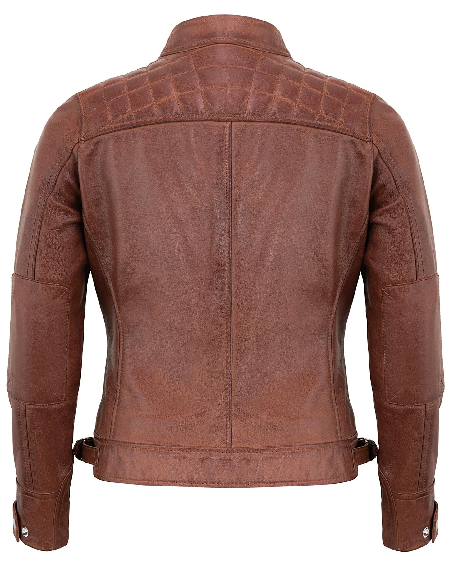 UrbanFocal Quilted Womens Leather Jacket Brown | [101003703] D1 Cgnc, M