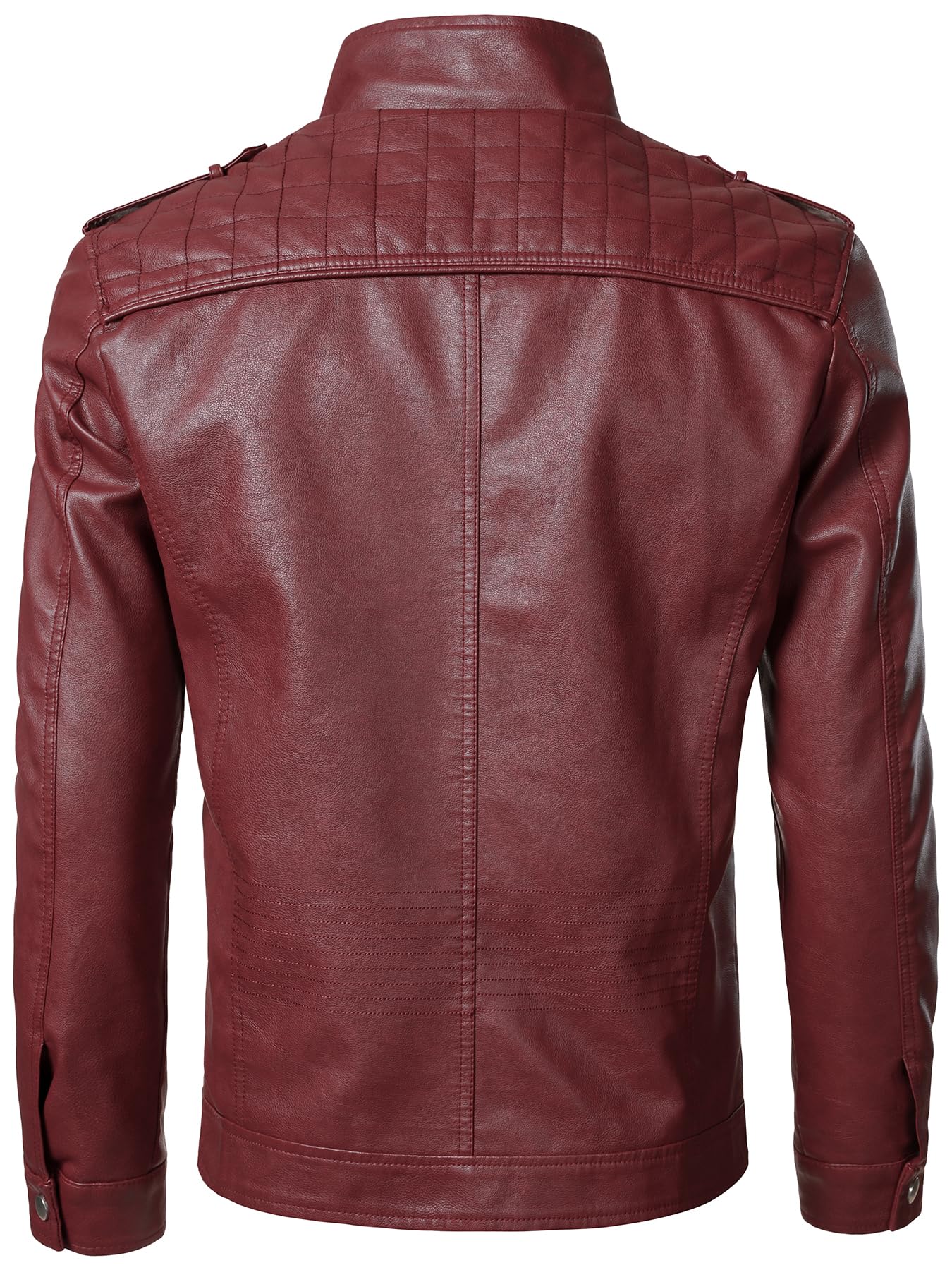 HOOD CREW Men’s Faux Leather Jackets Vintage Biker Motorcycle Jacket for Men Red M