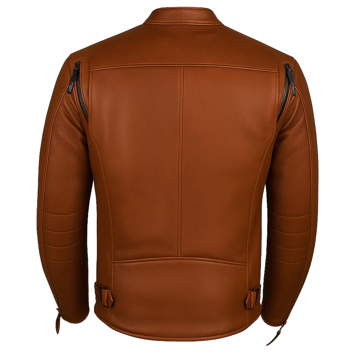 REVOLT Men's Motorcycle Jacket, Natural Buffalo Leather, CE Armor - Ventilation, Cruiser Motorbiker Touring Biker Tan XXL