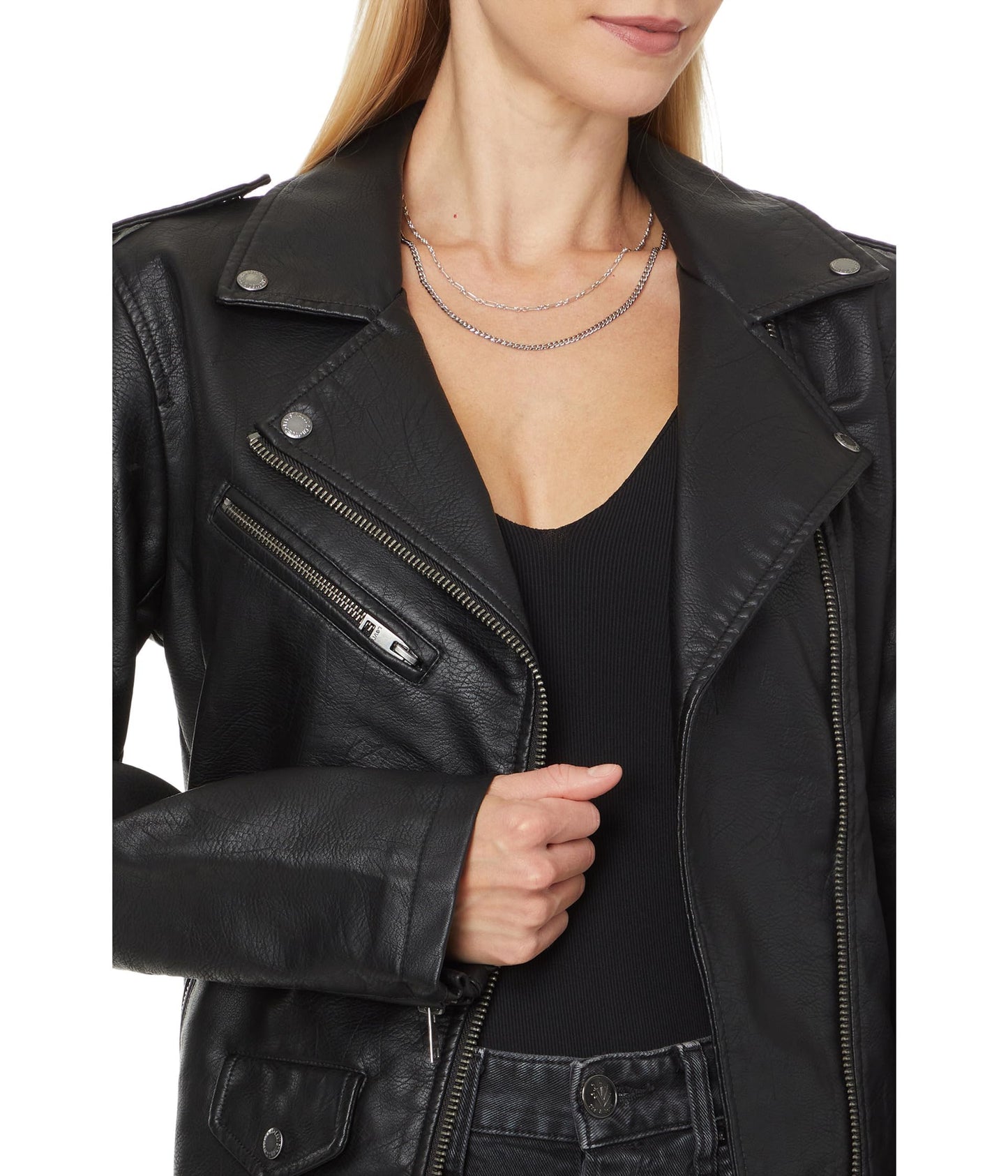 Levi's Women's Oversized Faux Leather Belted Motorcycle Jacket, New Black, X-Small