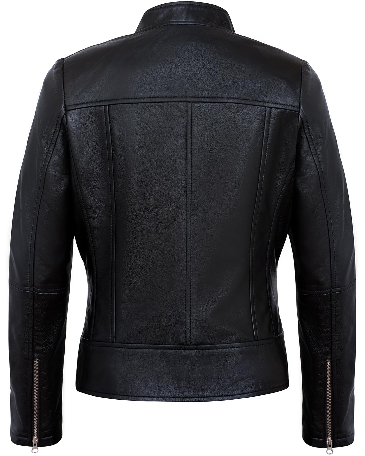 UrbanFocal Black Leather Jacket Womens - Moto Leather Jackets For Women | [101002606] Black Amy, 2XL