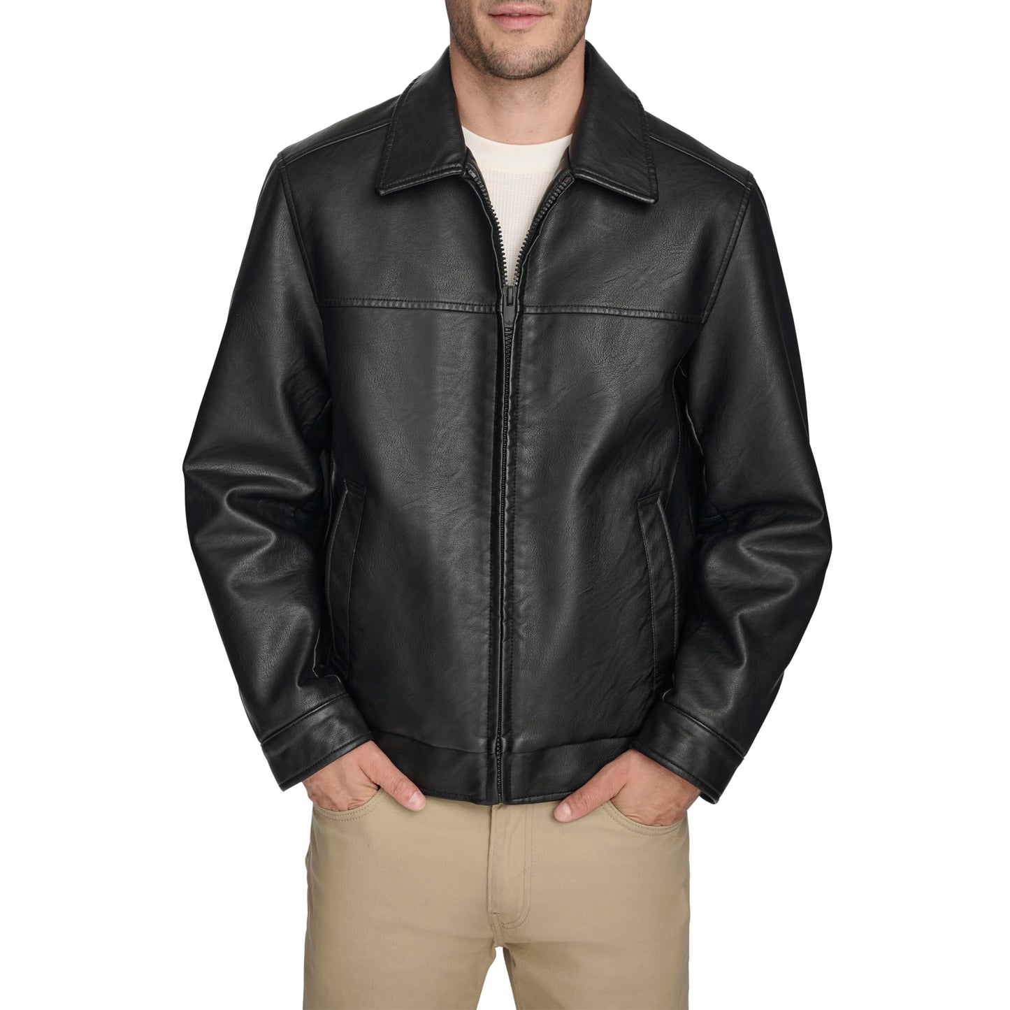 Dockers Men's James Faux Leather Jacket, Black, X-Large