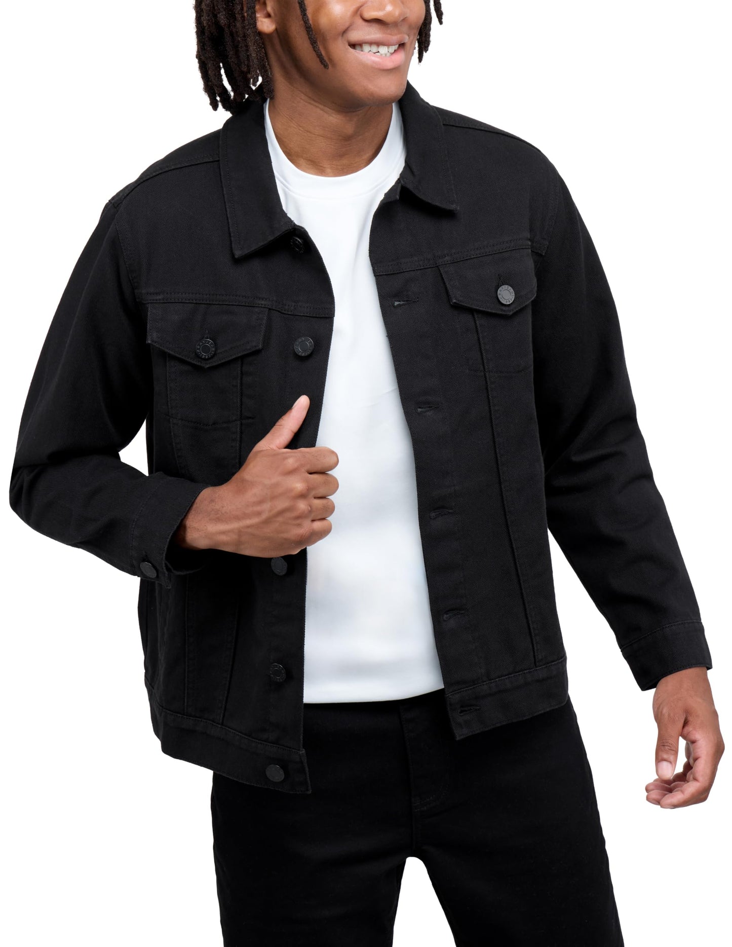 X RAY Mens Denim Jacket, Washed Ripped Distressed Flex Stretch Casual Trucker Biker Jeans Jacket for Men, Black, 3X-Large
