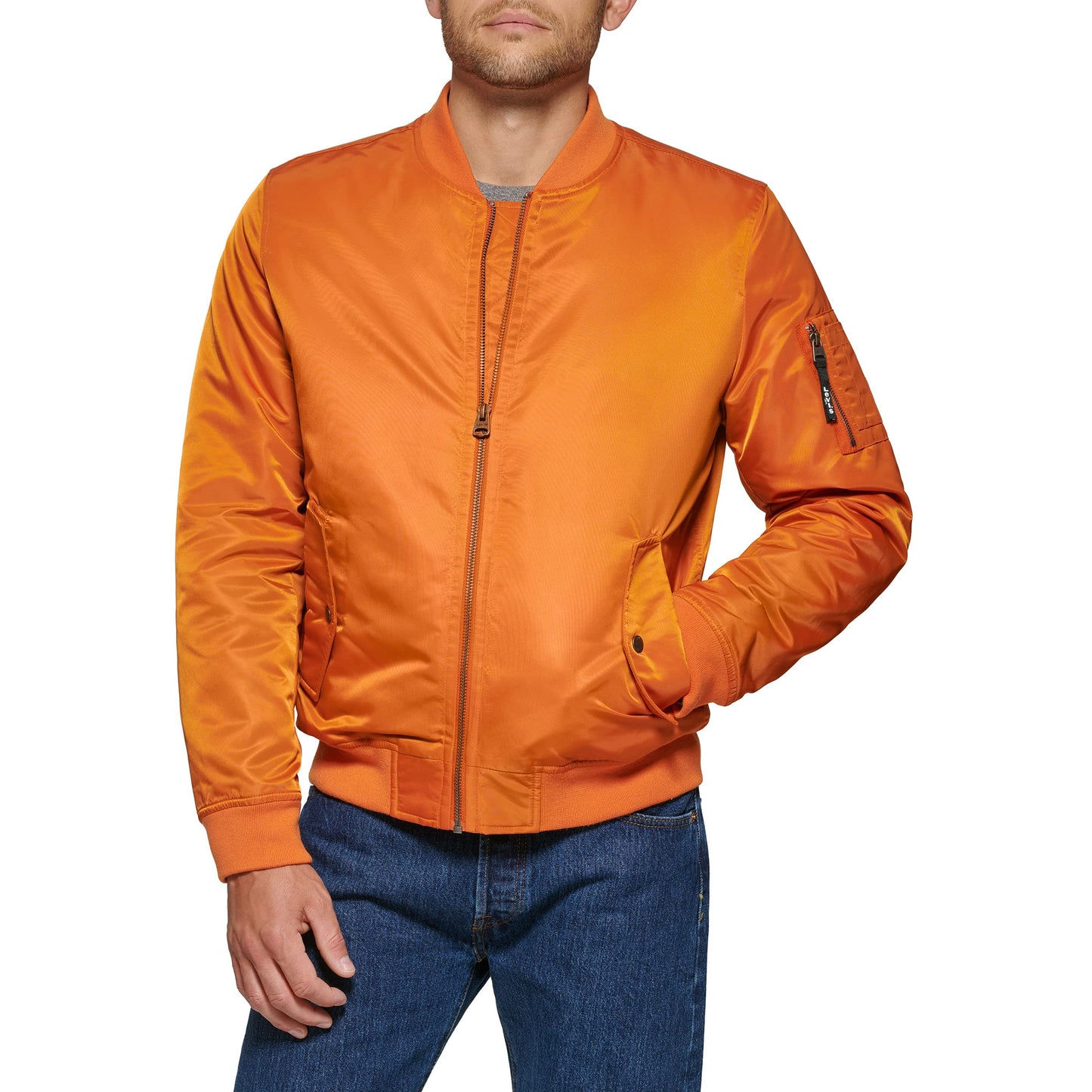Levi's MA-1 Flight Lightweight Zip-Up Bomber Jacket, Orange Ma-1 Filled, XL
