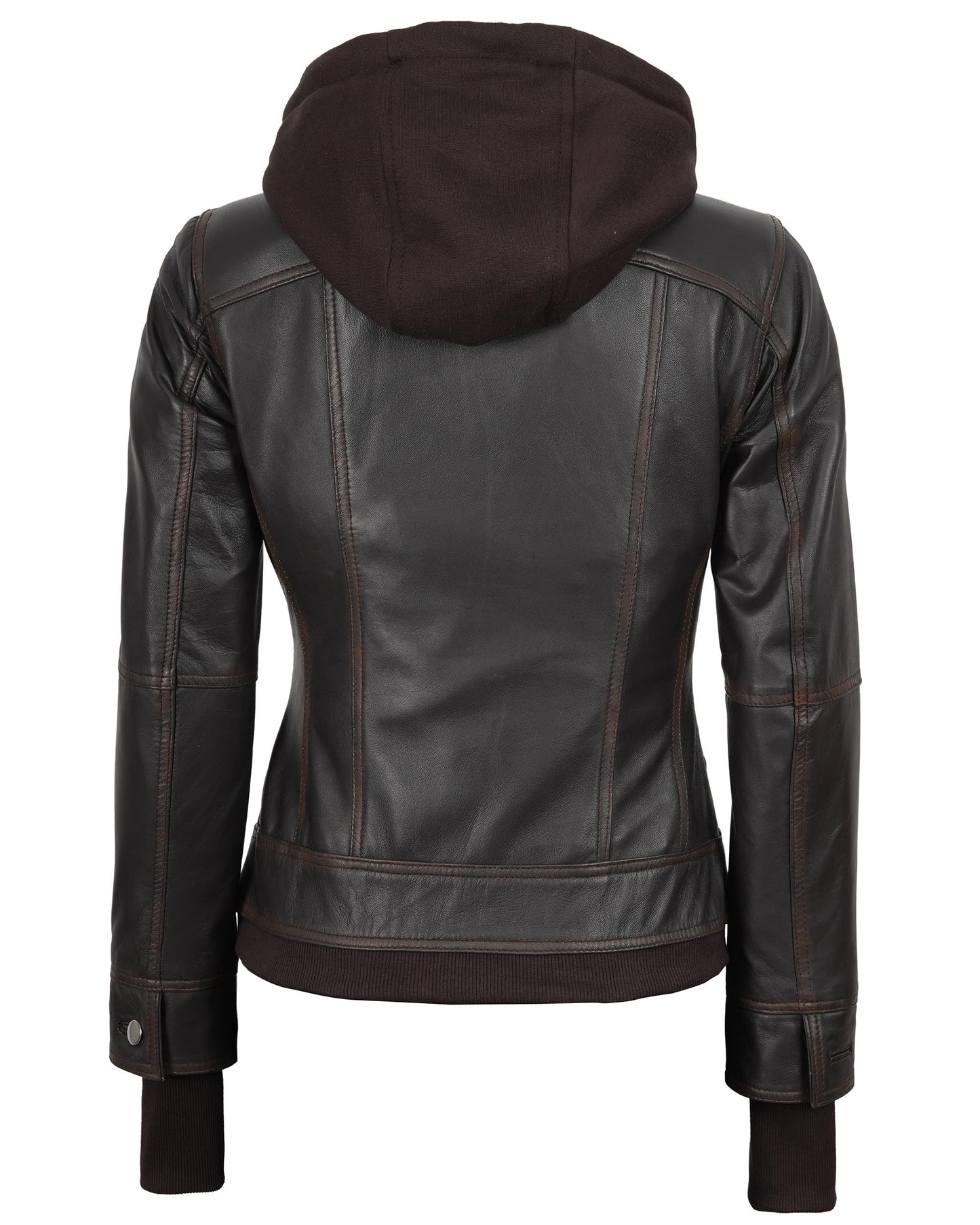 fjackets Leather Jackets For Women - Removable Hood Real Lambskin Tralee Ruboff Leather Jacket Women (N2) | [1316122] S