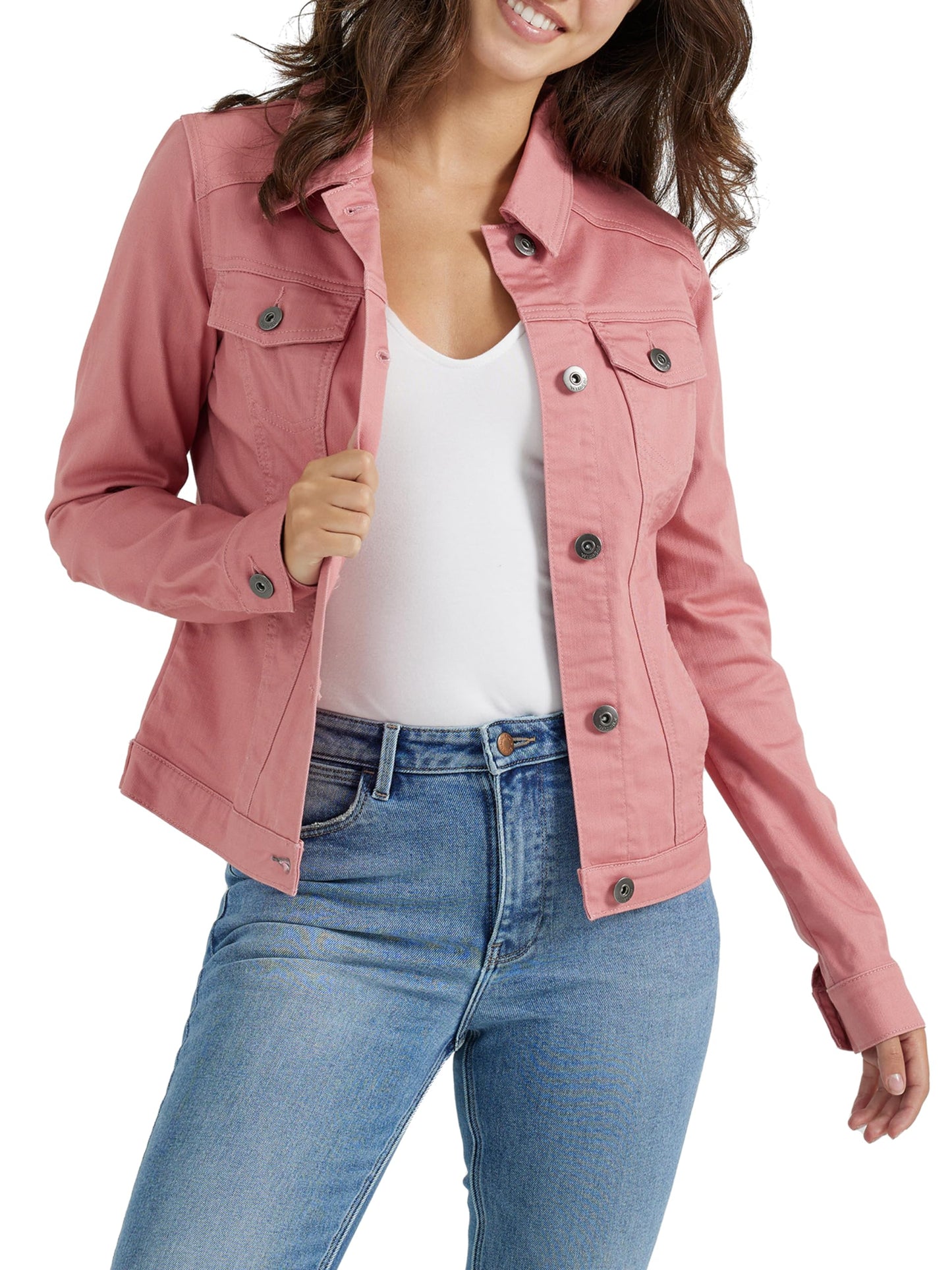 Wrangler Authentics Women's Stretch Denim Jacket, Dusty Rose, Large