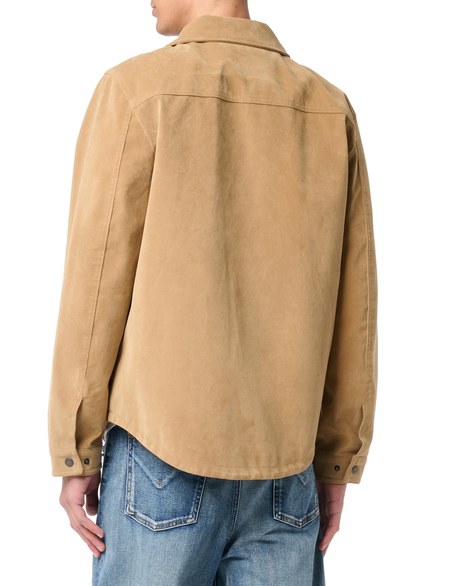 Levi's Men's Leather Shirt Jacket, Vintage Faux Suede Tan, Medium