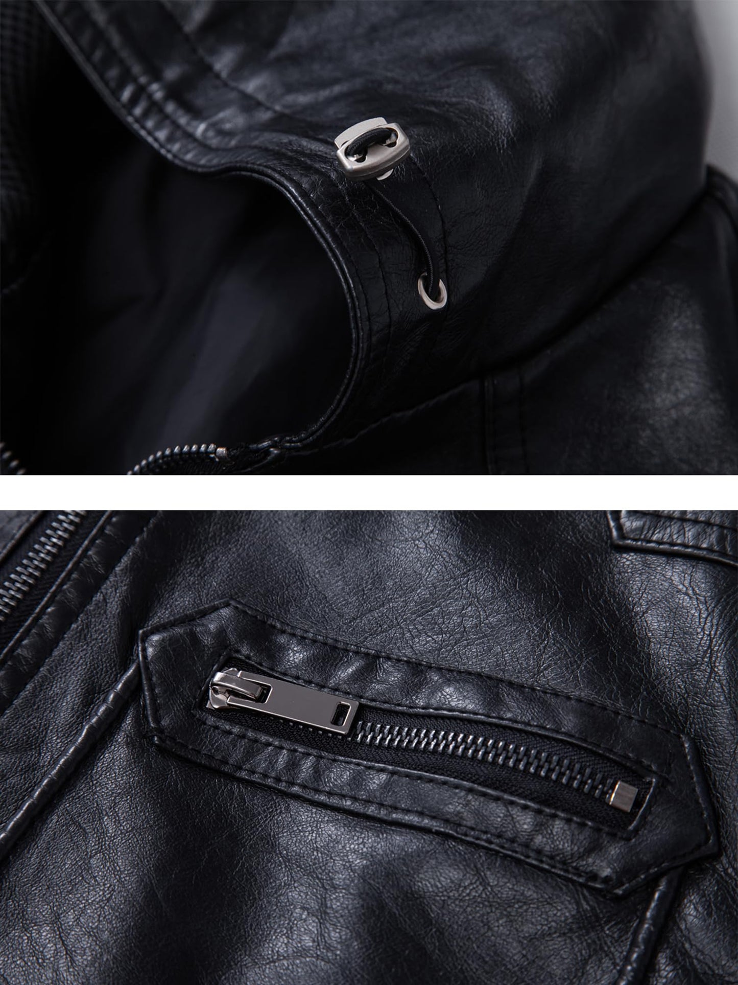 FANARCHER Men's Vintage Faux Leather Vest Jacket Zip-up Classic Hipster Vest with Hood Sleeveless Jacket
