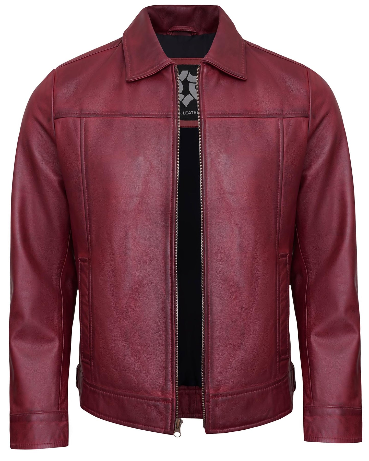 UrbanFocal Maroon Leather Jacket For Men - Real Lambskin Vintage Leather Jackets | [101001905] J.Wick Maroon, XL